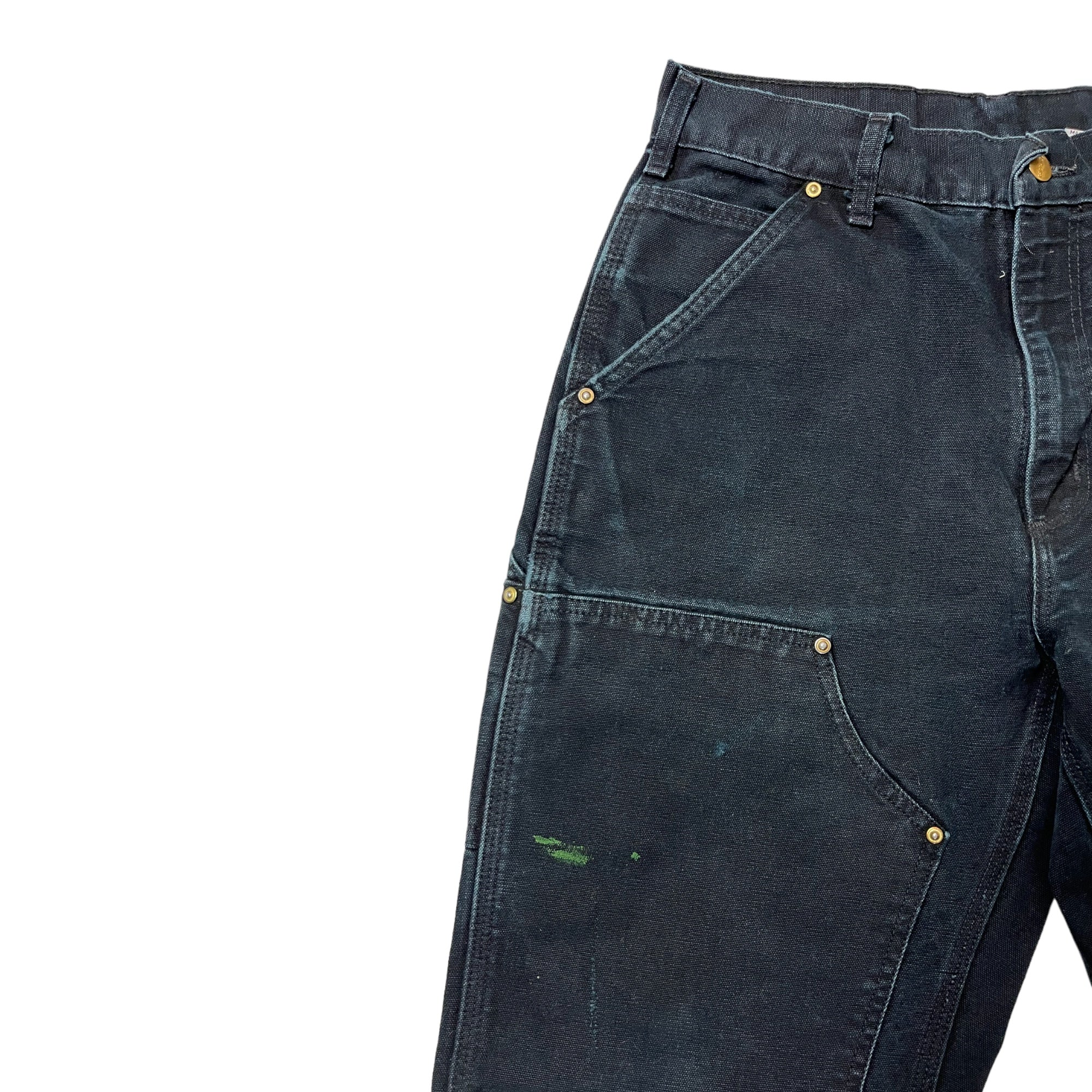 1990s Distessed Carhartt Double-Knee Work Pants - Faded Black - 30x31