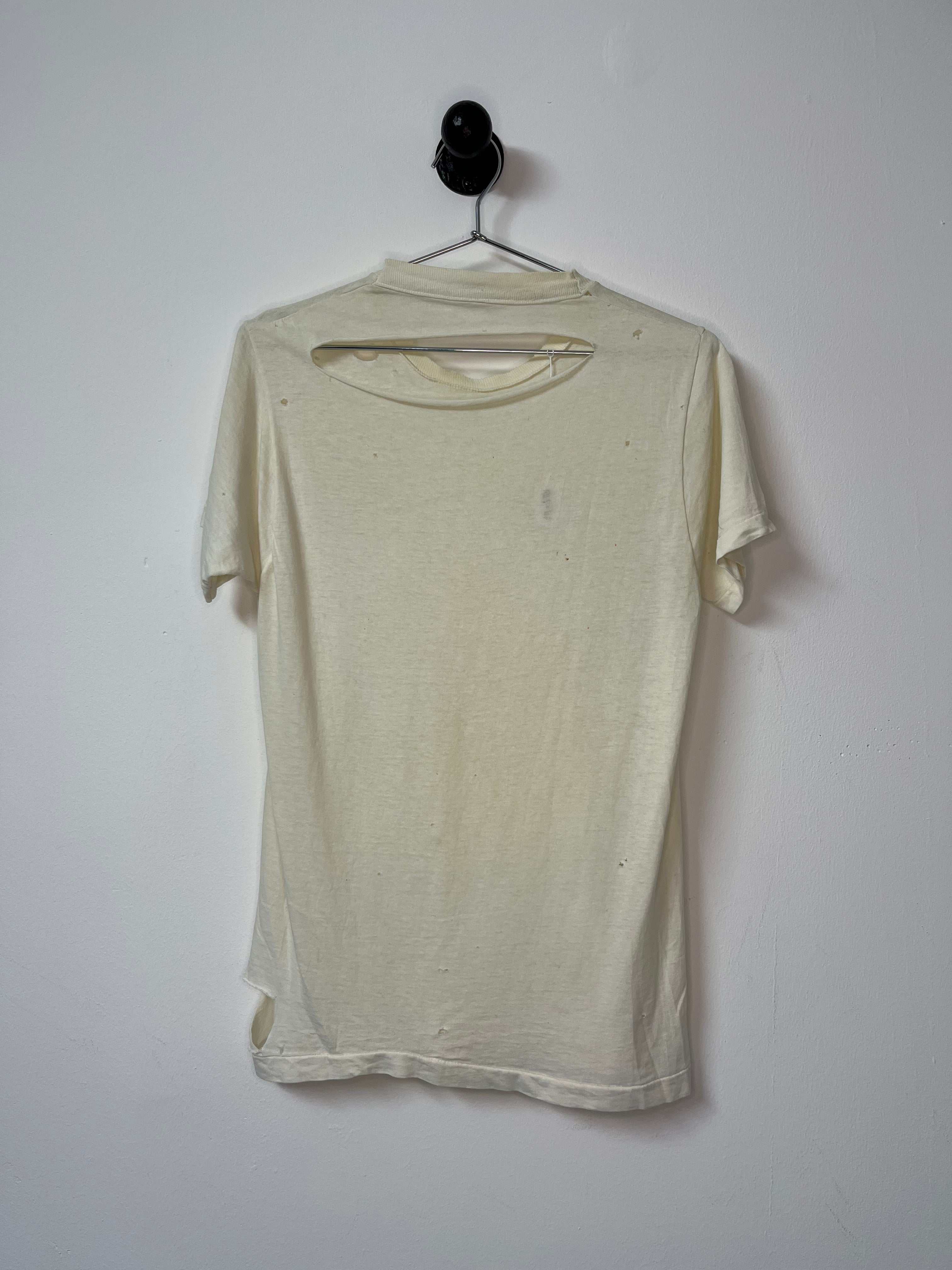 60/70s Distressed Blank White Tee - Aged White - M/L