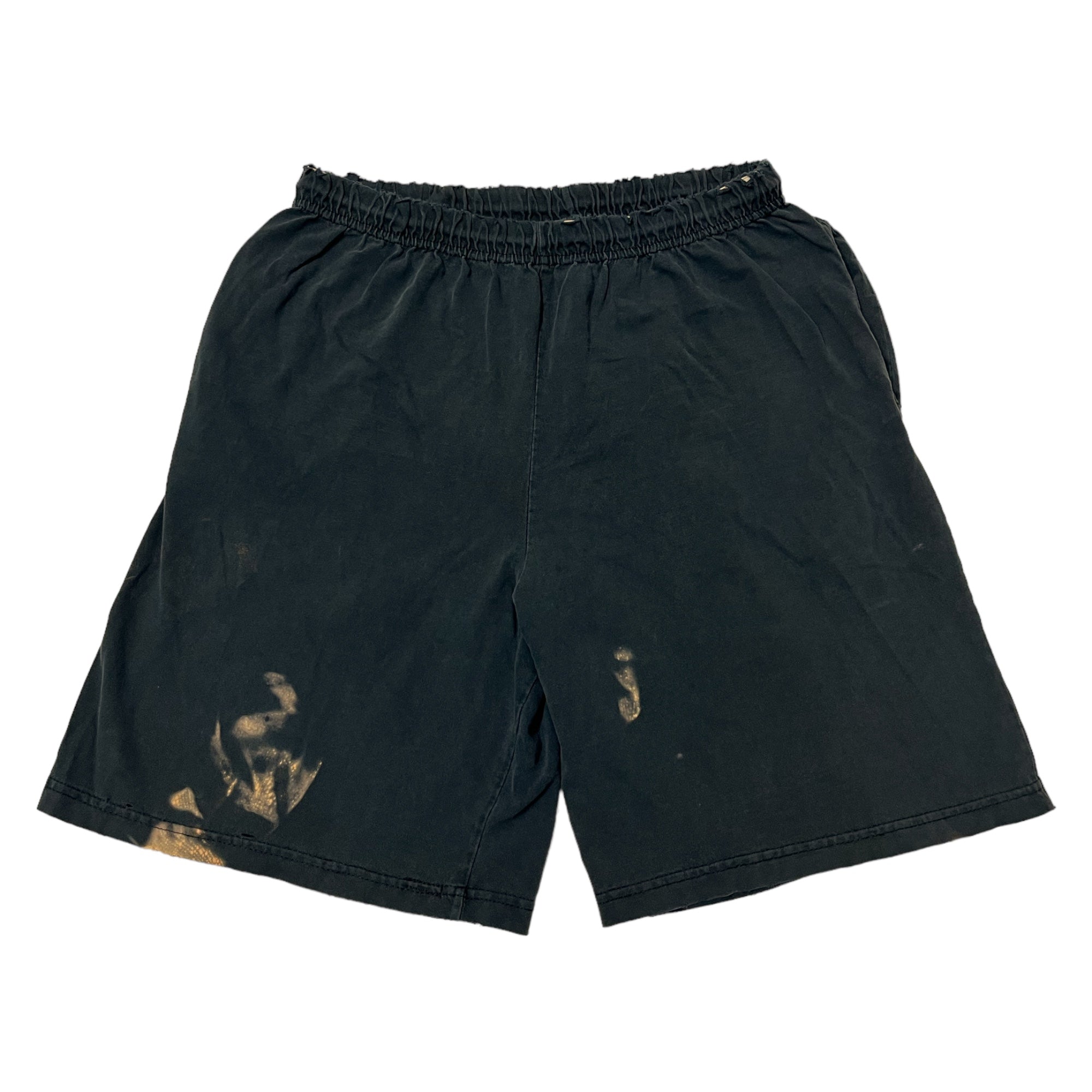 Distressed Sweat Shorts with Visible Waist Band - Faded Black - 14.5-21”