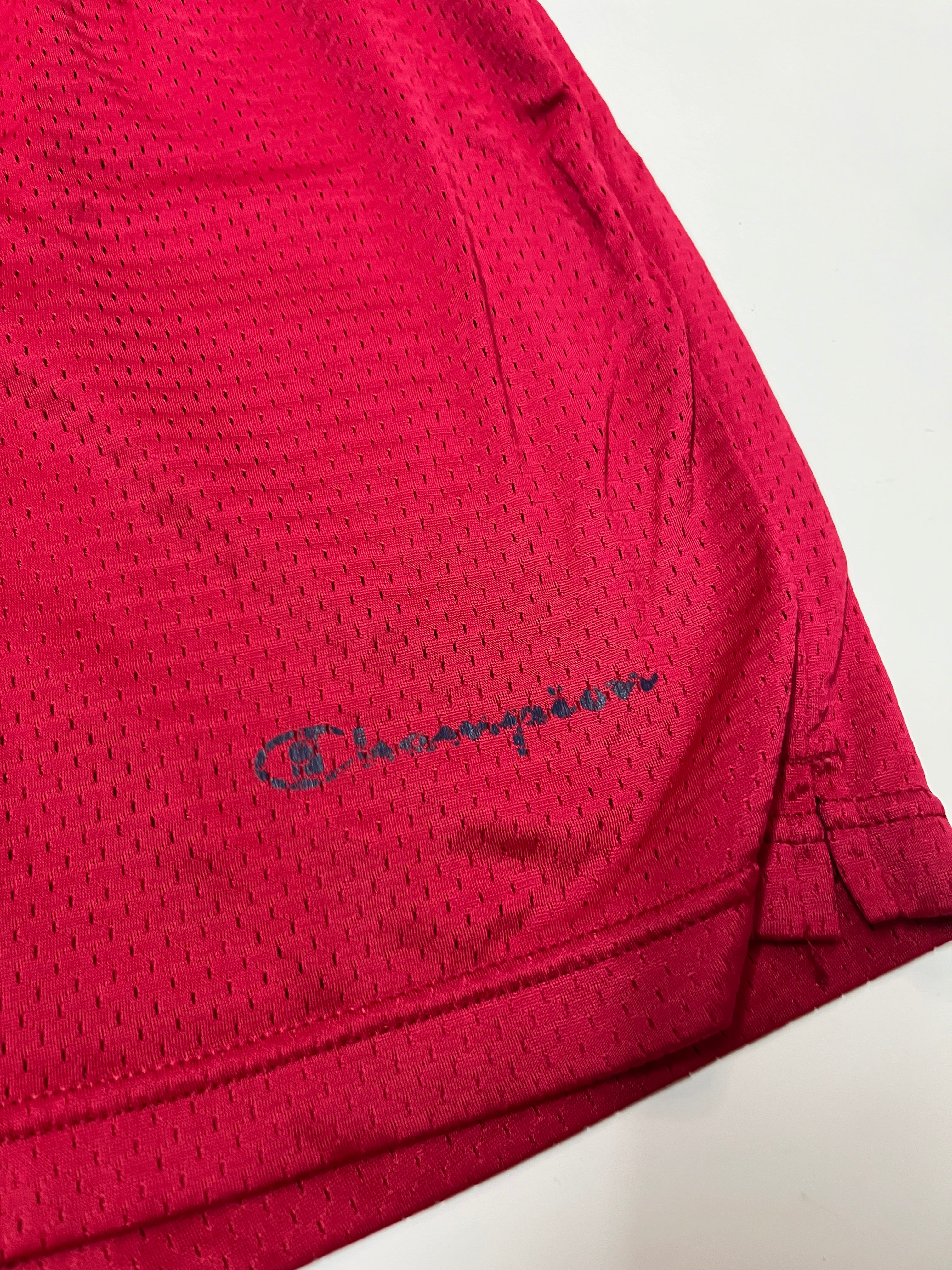 1980s Champion Mesh Shorts with Logo Patch - Team Red - S 29/30”
