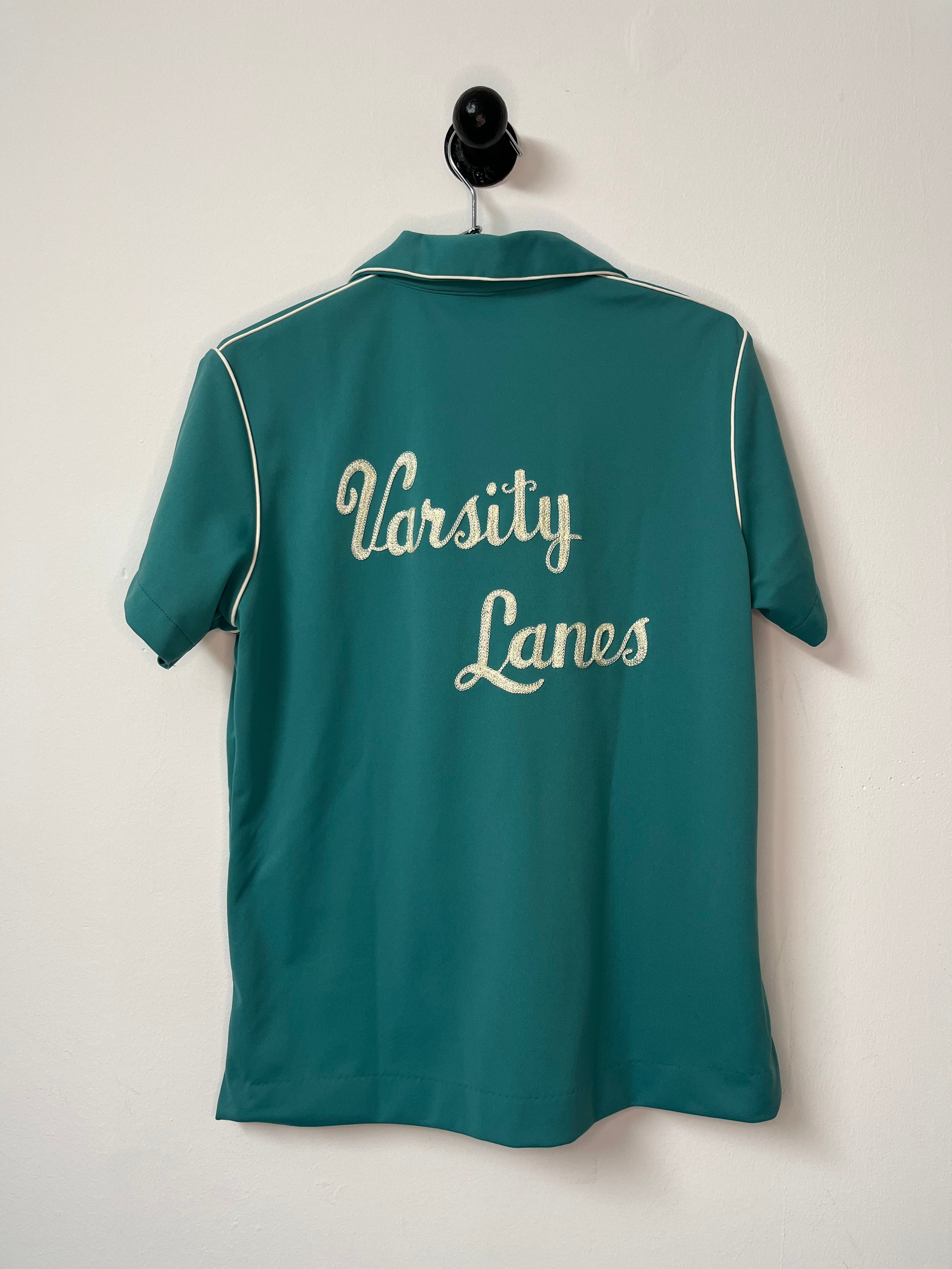 1970s ‘Varsity Lanes’ Bowling Shirt Polo Brand New King Louie - Turquoise/Teal - S