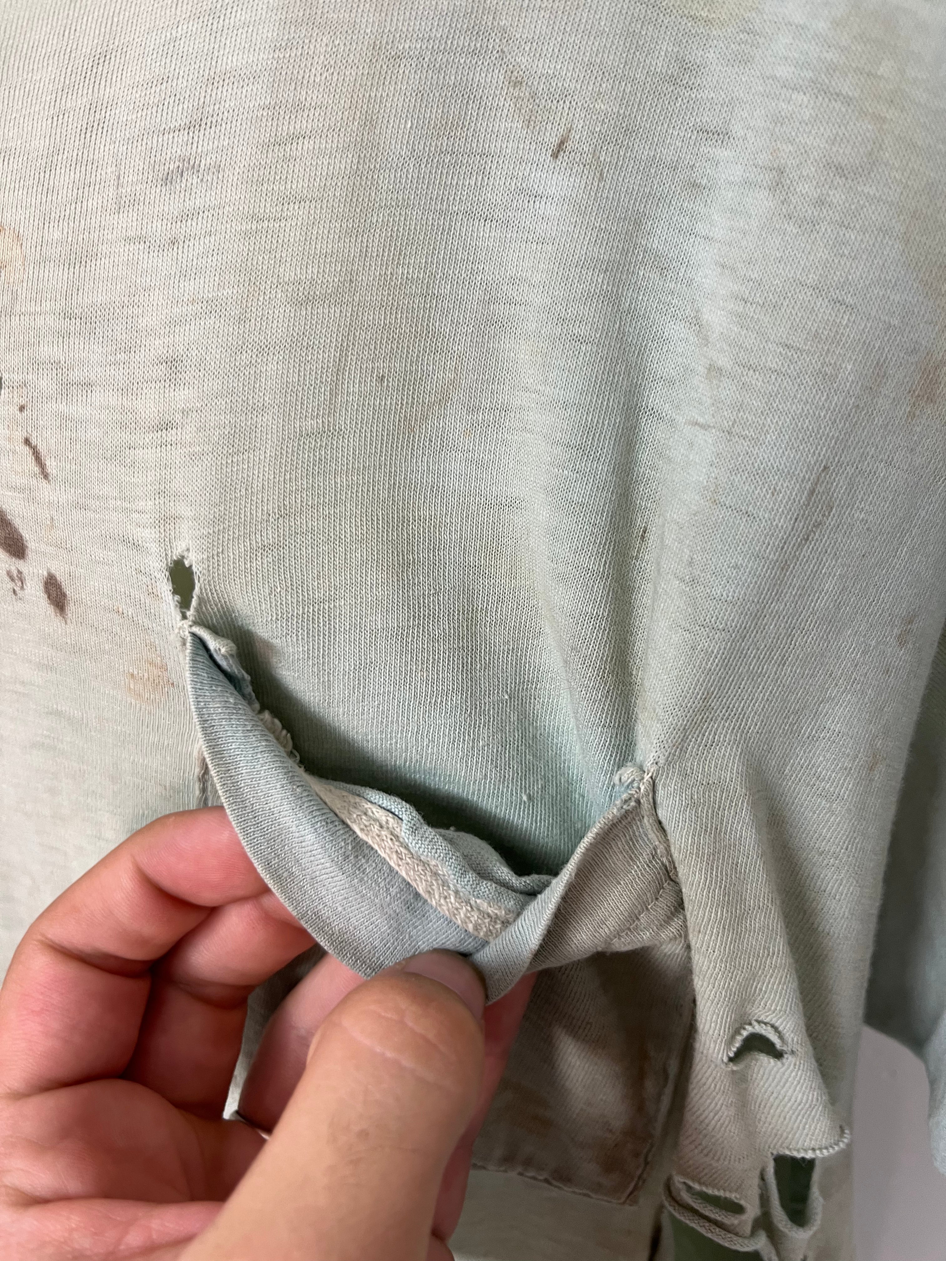 60’s Thrashed Pocket T-Shirt - Faded Pale Blue - M