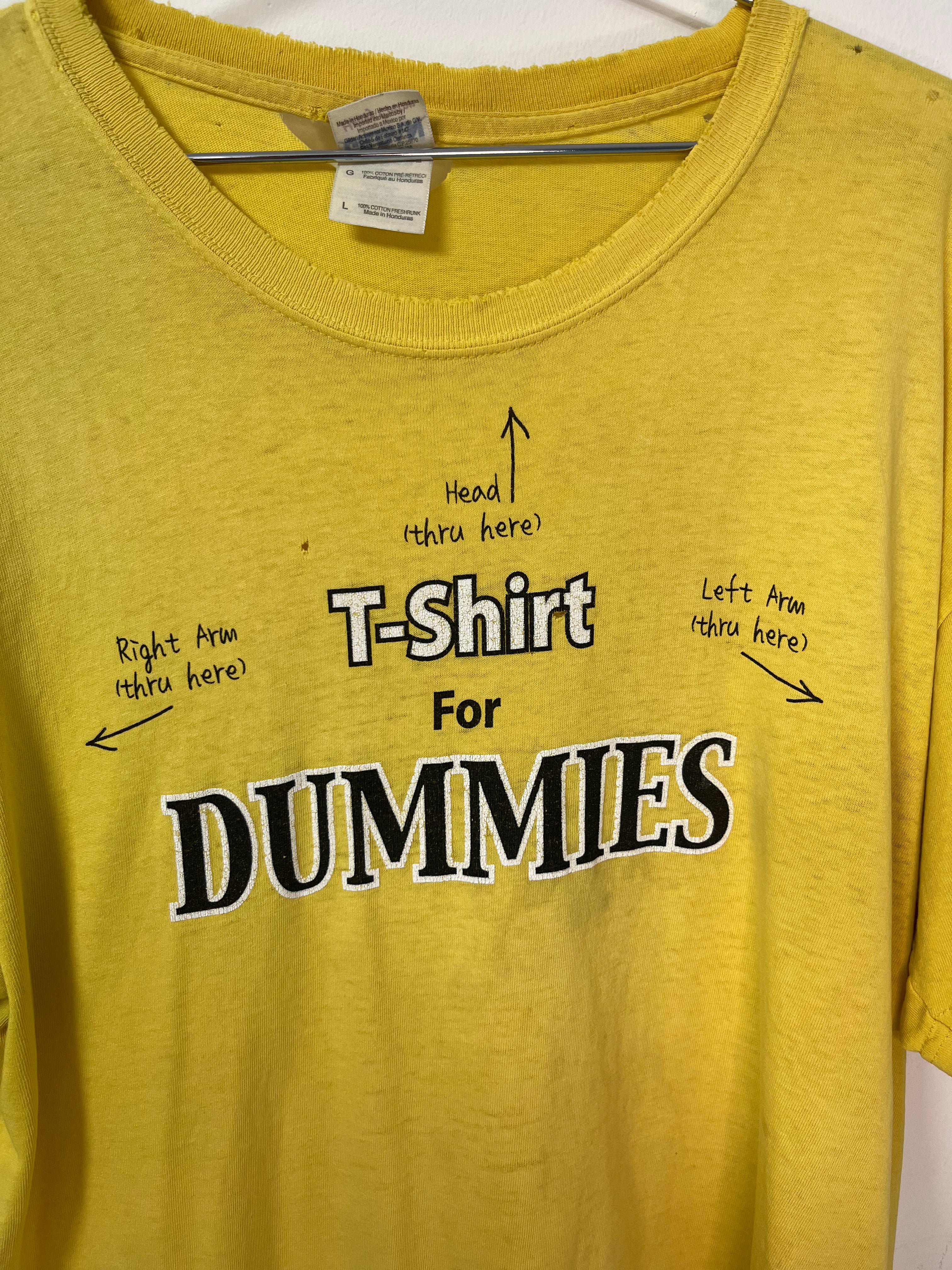 90s T-Shirt For Dummies Humor T-Shirt - Aged Canary Yellow - M/L