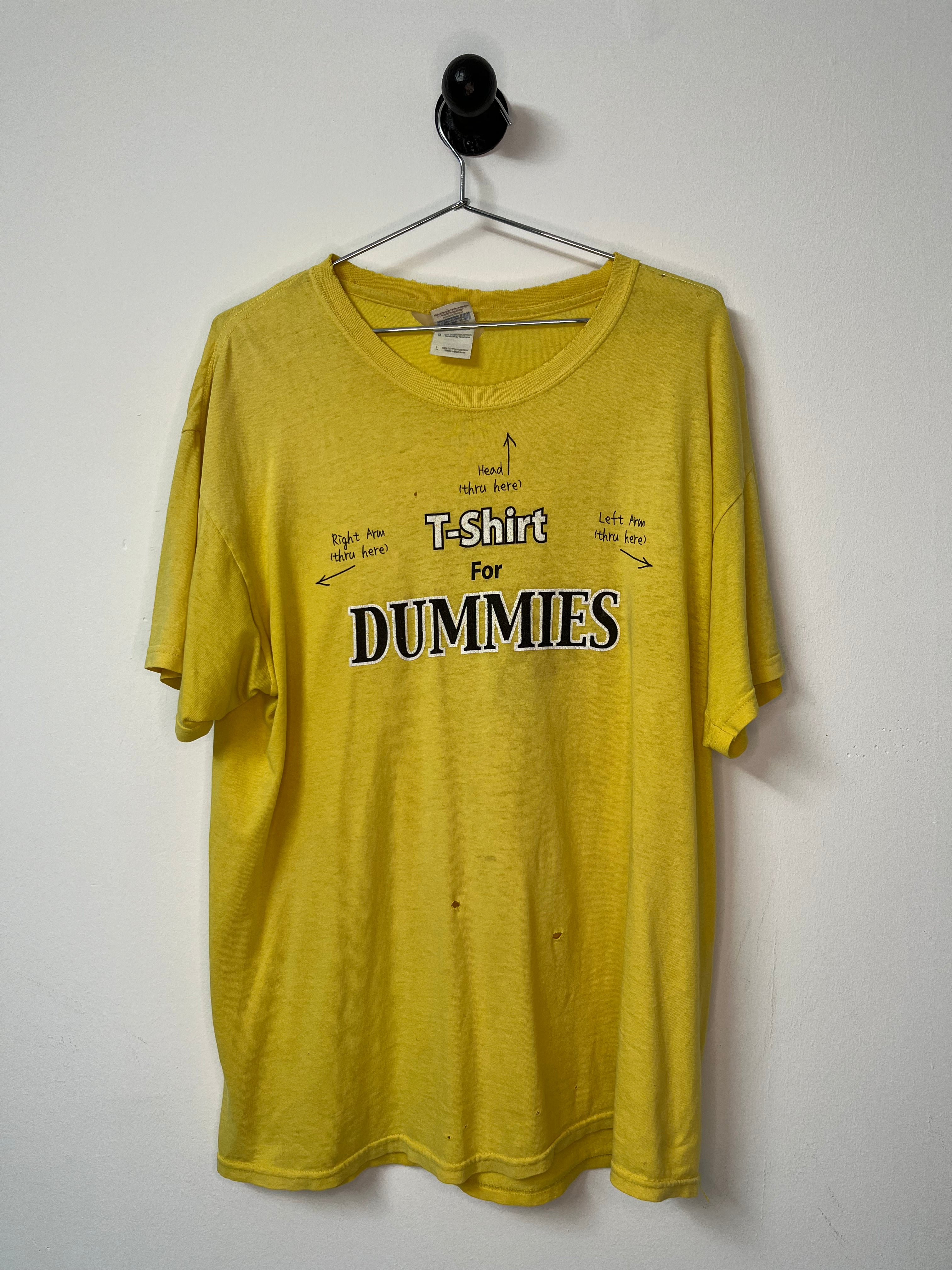 90s T-Shirt For Dummies Humor T-Shirt - Aged Canary Yellow - M/L