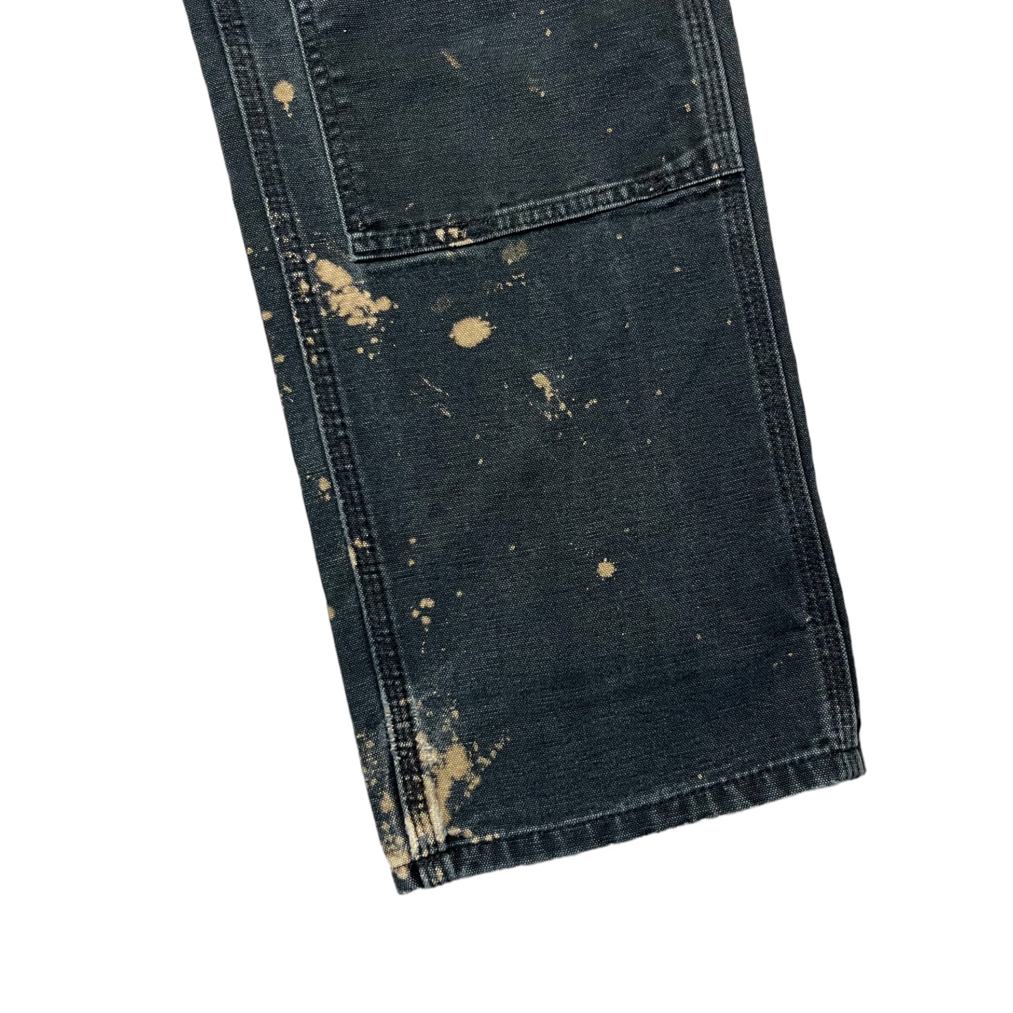 1980s Carhartt Double Knees With Distressing and Bleach Marks - Faded Black - 30x31