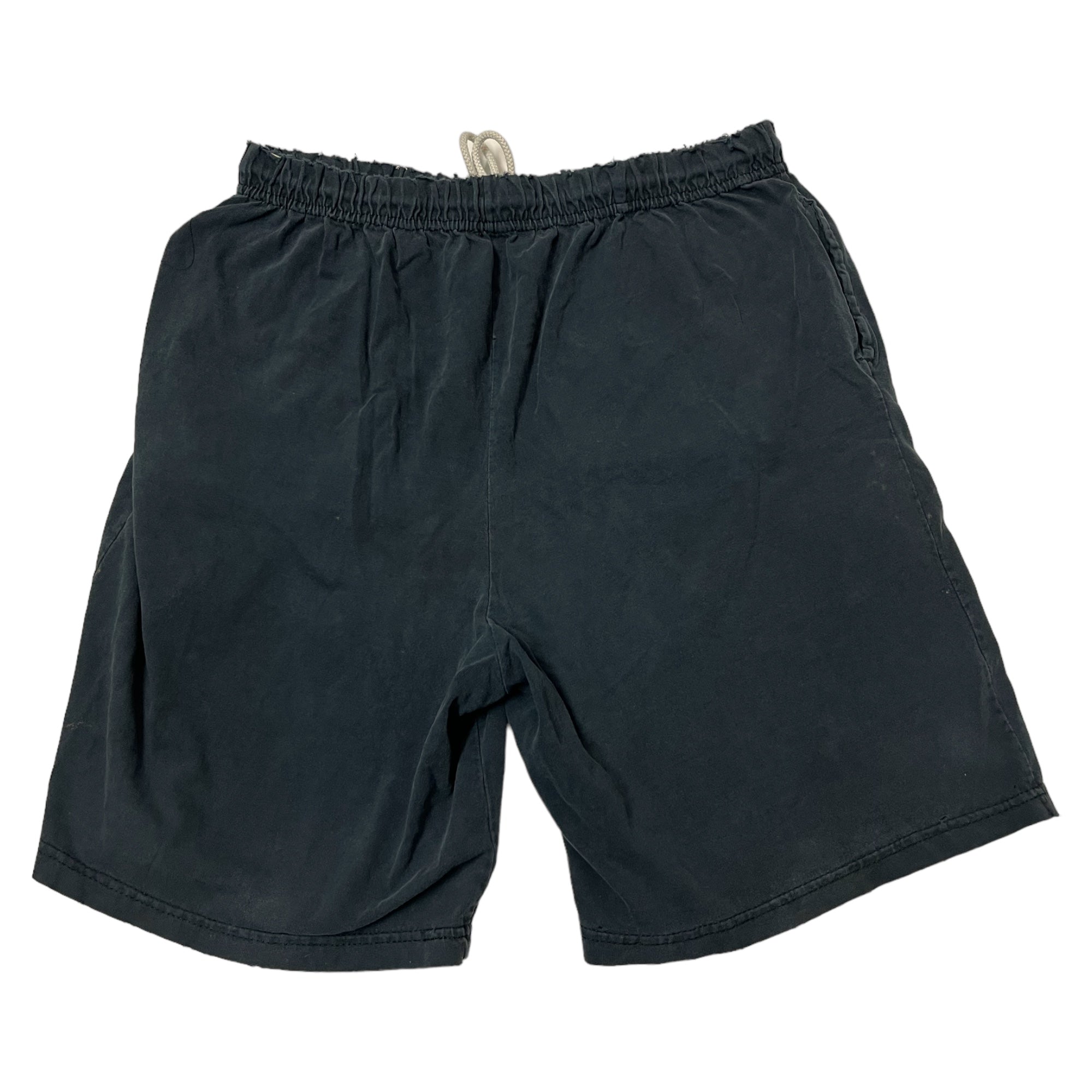 Distressed Sweat Shorts with Visible Waist Band - Faded Black - 14.5-21”