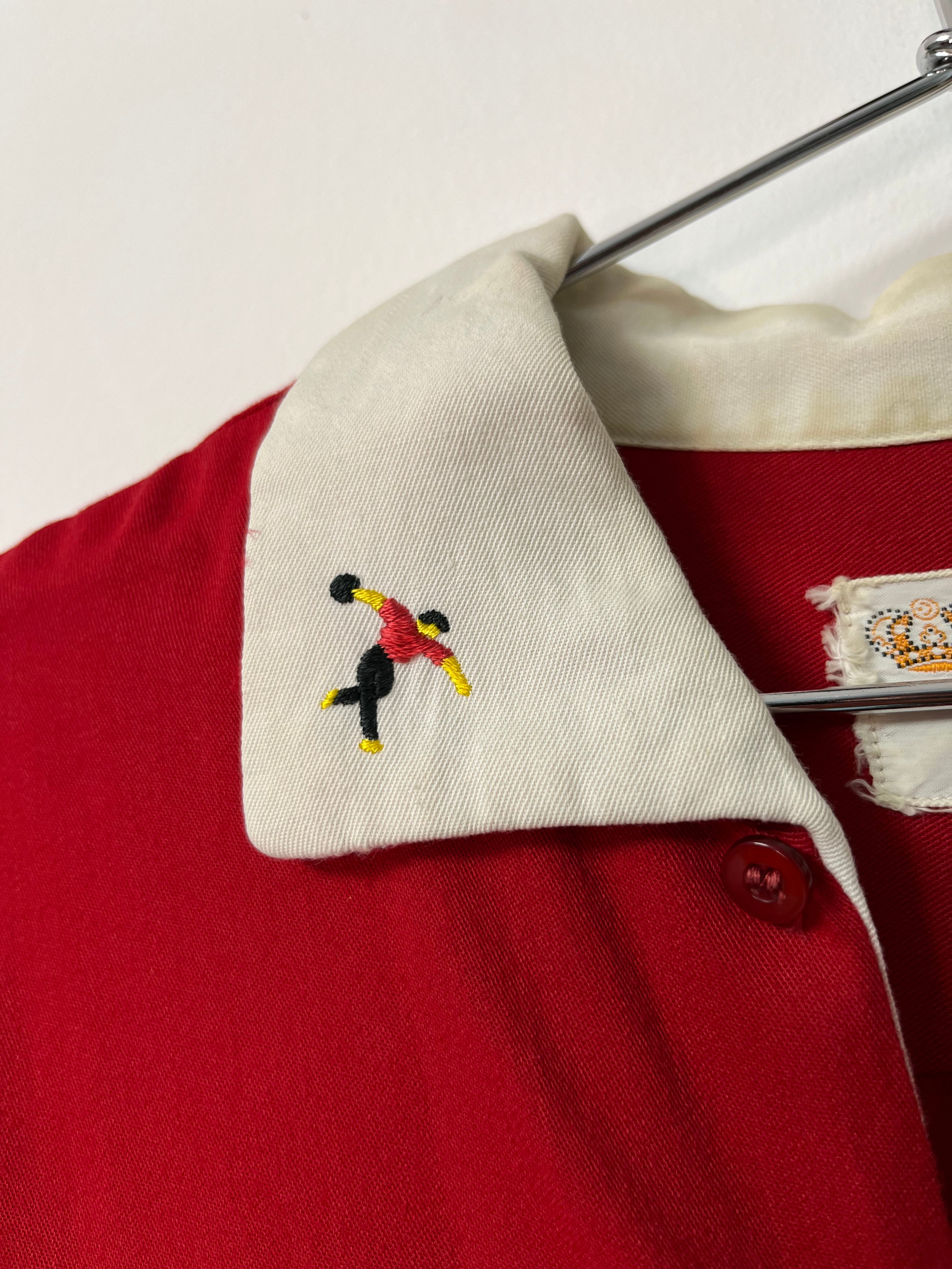 1950s King Louie by Holiday ‘Jerry’s Ming House’ Chinese Restaurant Loop Collar Bowling Shirt - Scarlet Red - M