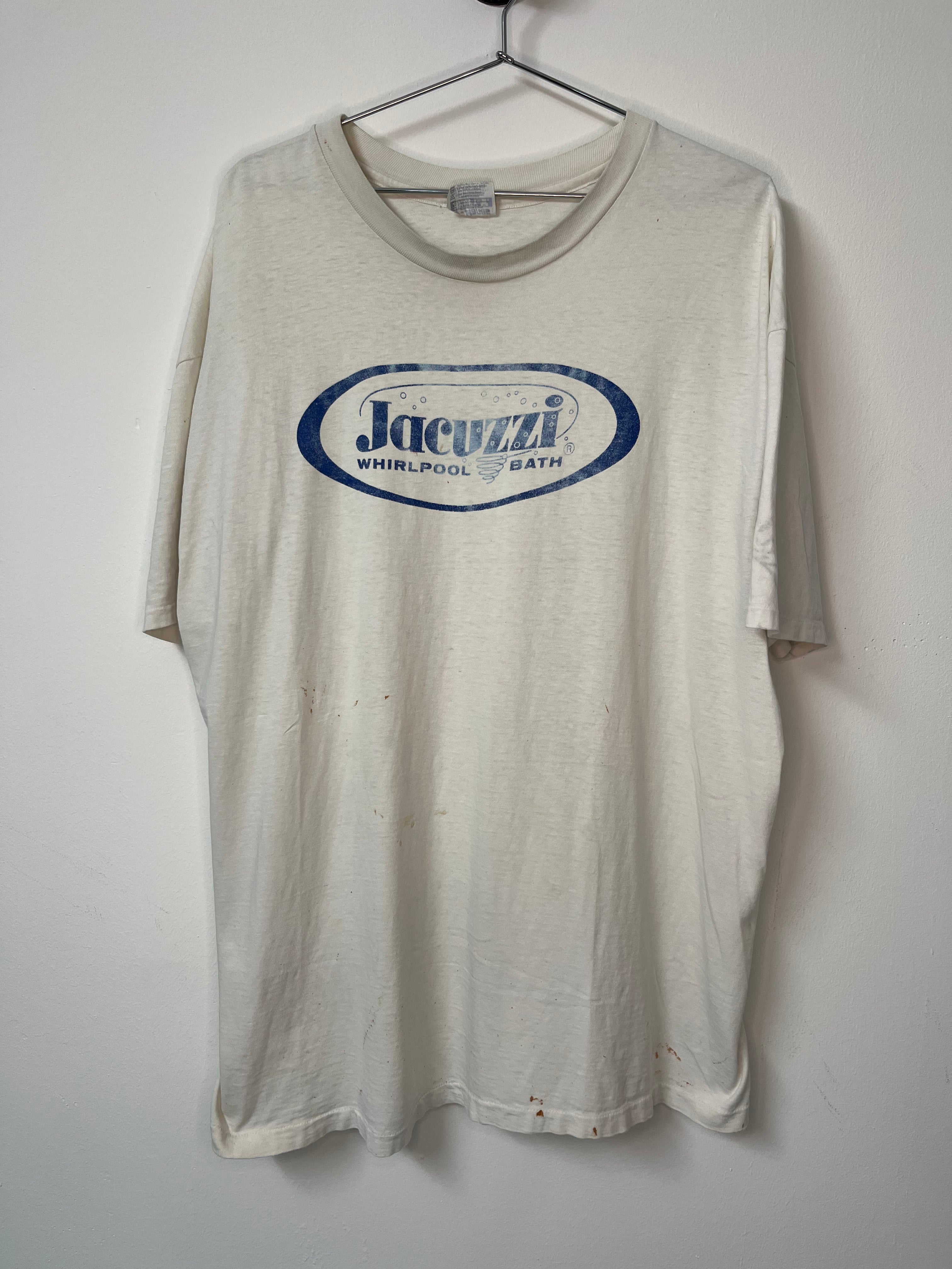 90s Jacuzzi Distressed T-Shirt - Aged White - XL/XXL