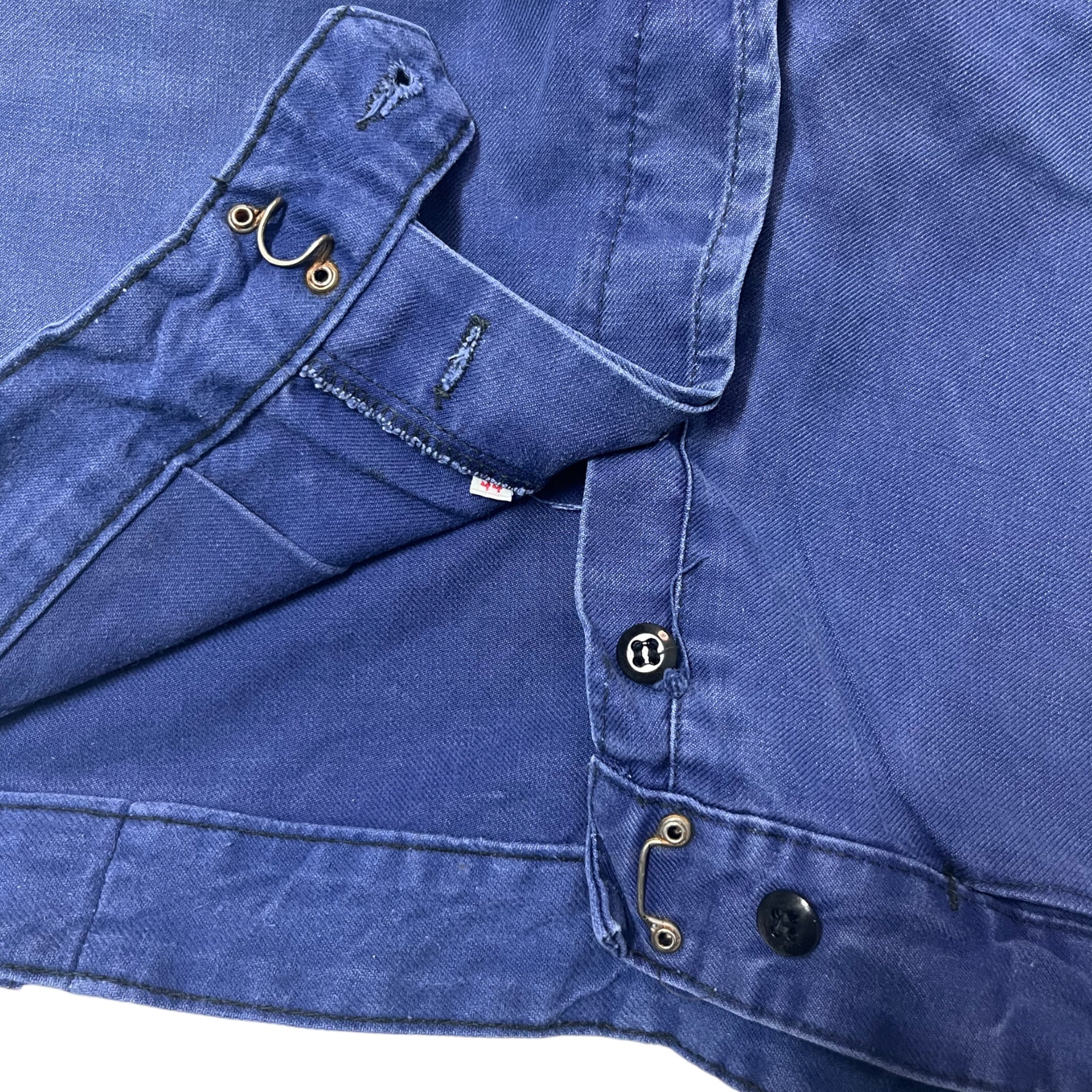 60s Adolph Lafont French Workwear Cotton Work Shorts with Hook Closure - Indigo Blue - 32”