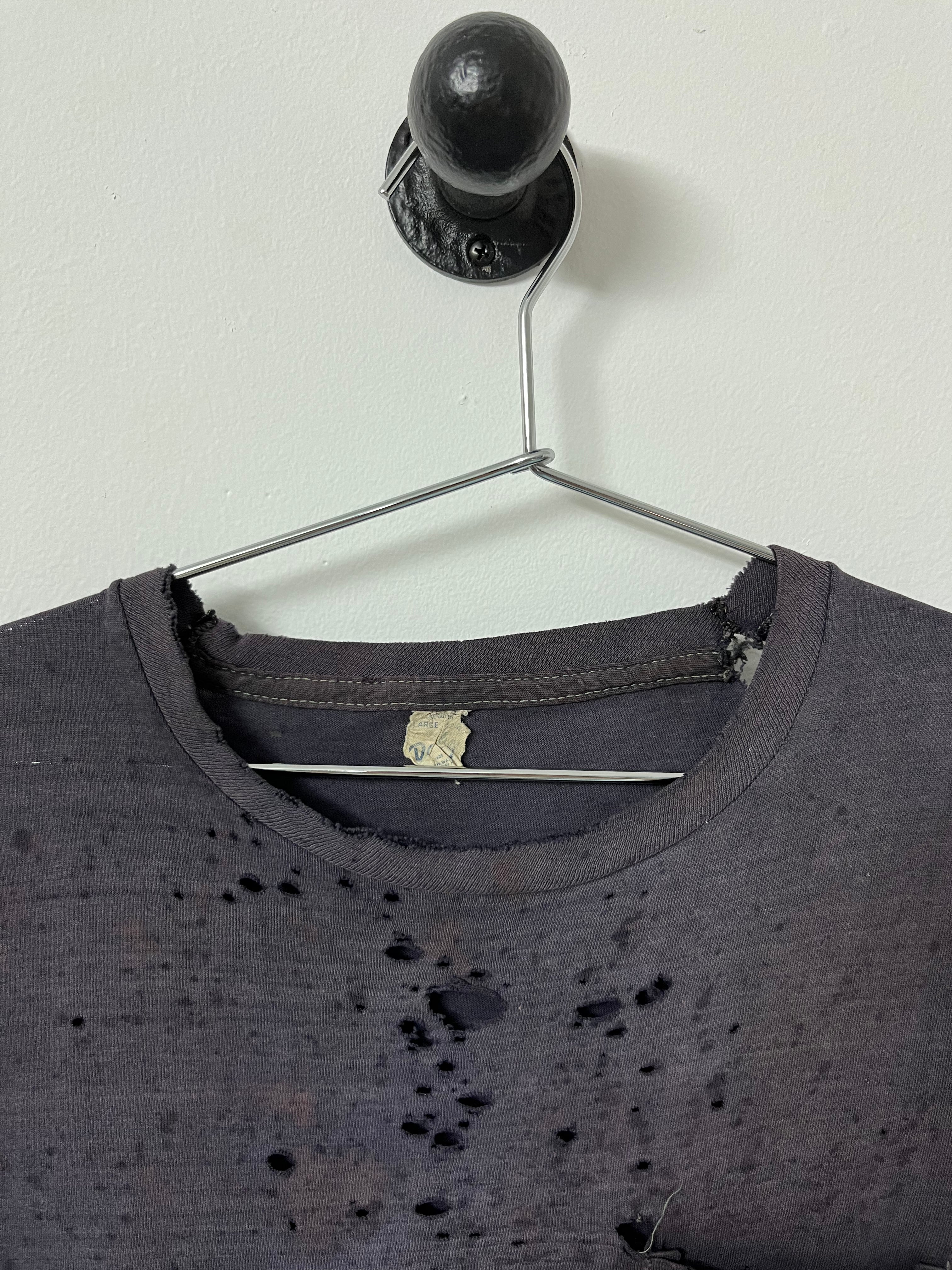60’s Thrashed Single Stitch Pocket T-Shirt - Faded Black/Eggplant - S/M