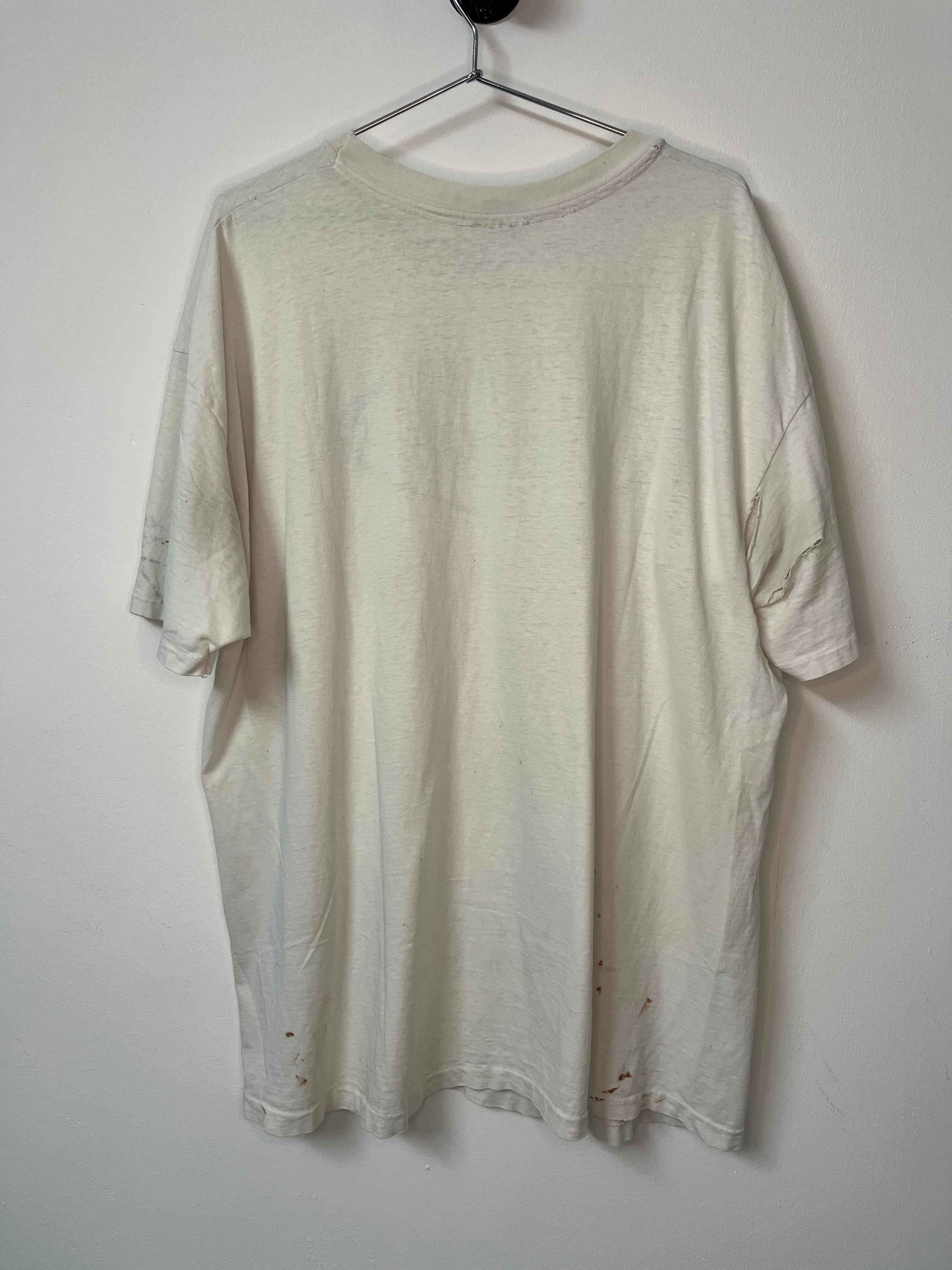 90s Jacuzzi Distressed T-Shirt - Aged White - XL/XXL