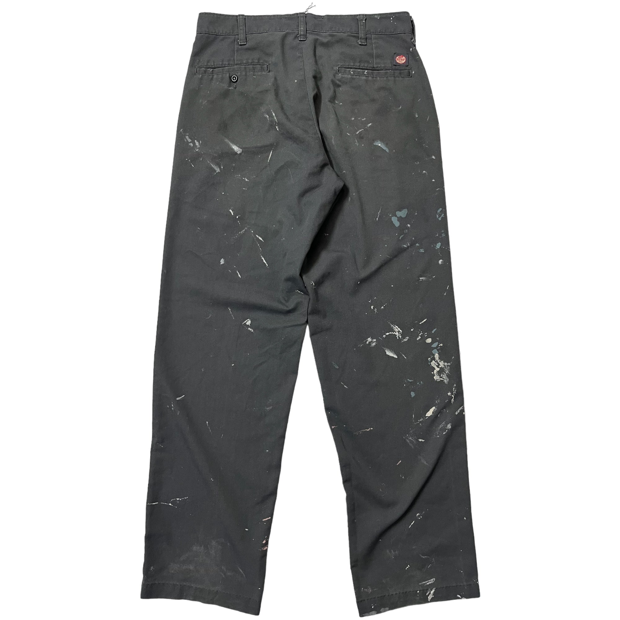 1980s Paint Distressed Red Kap Work Pants - Faded Black/Charcoal - 32x32