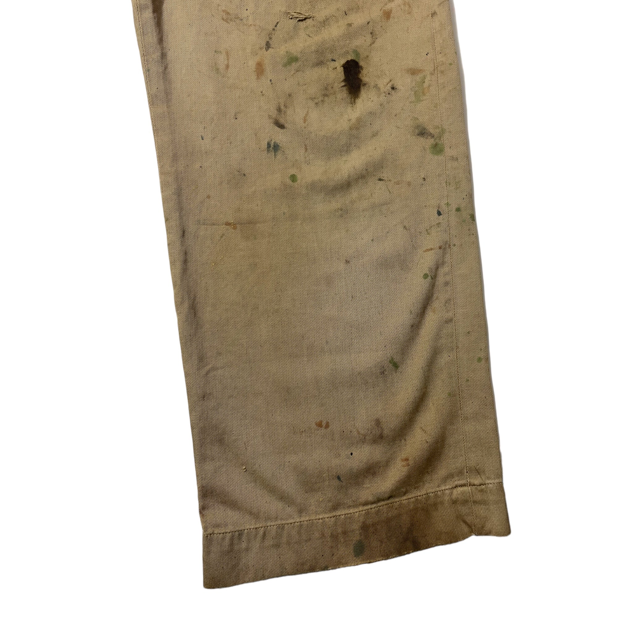 1940s Distressed WWII Military Chino Trousers - Warm Khaki - 29x29