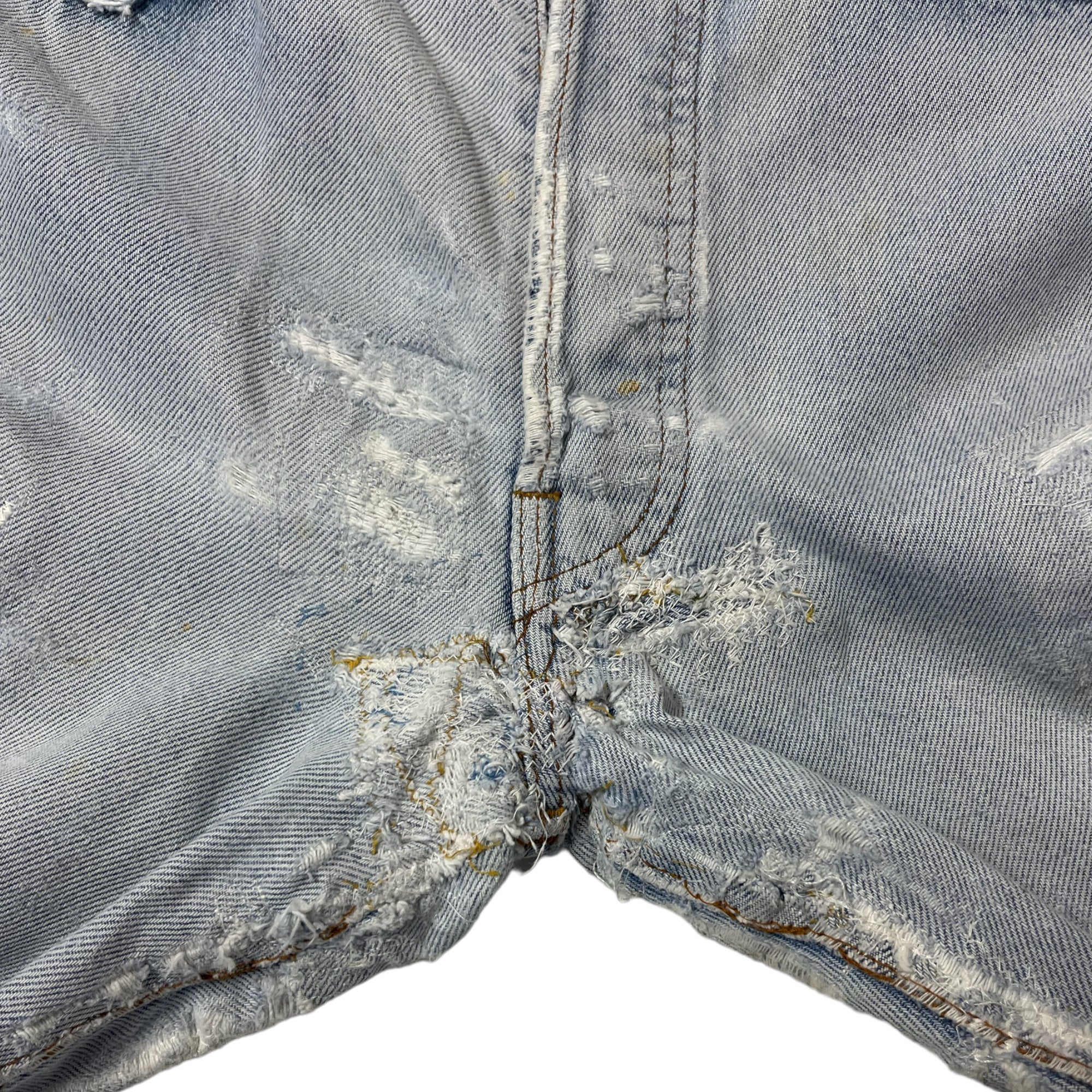 Early 80s Levi’s Redline Selvedge 501 Denim Jeans with Extensive Repairs -  Lightwash Blue - 31x31