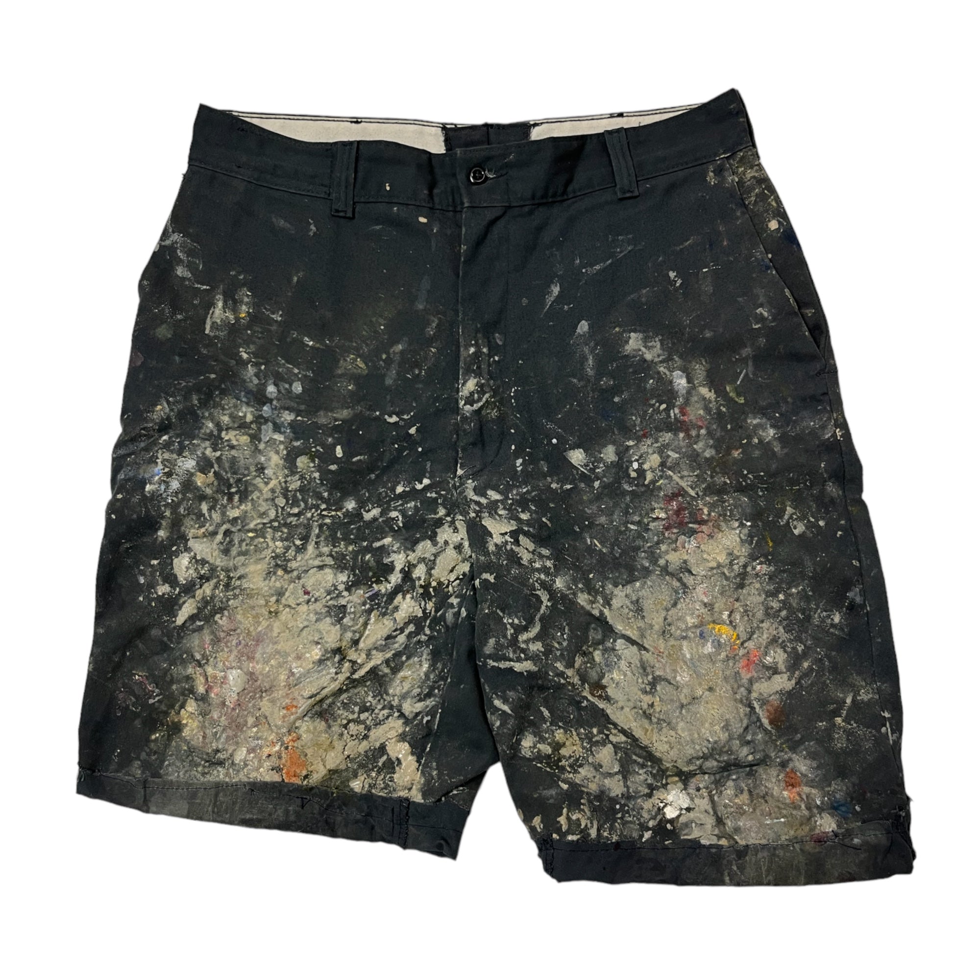 Black Impasto Painter Work Shorts Solluf Brand - Black/Paint - 32”