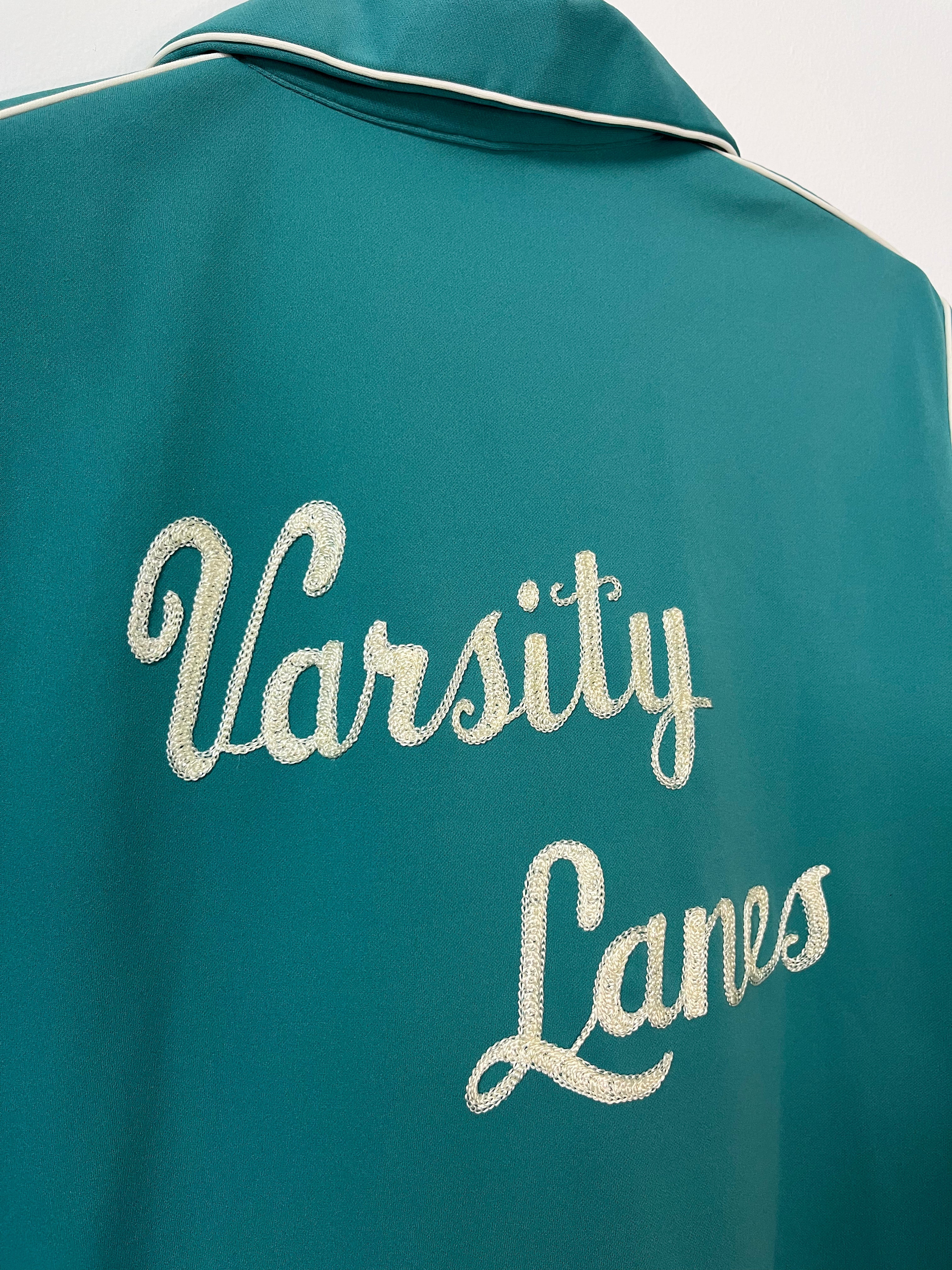 1970s ‘Varsity Lanes’ Bowling Shirt Polo Brand New King Louie - Turquoise/Teal - S