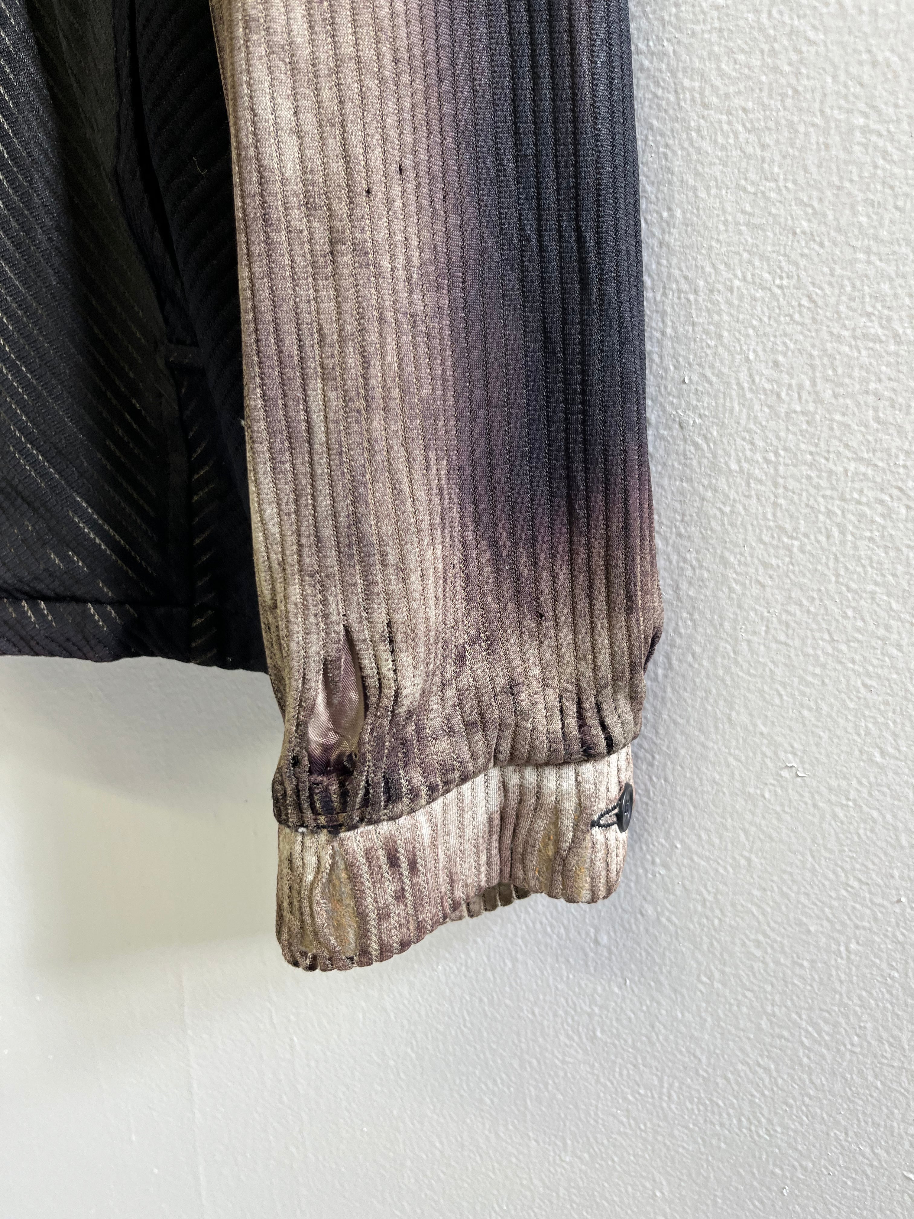 1950s Distressed Zip Jacket with Intense Sun Bleaching - Faded Black & Brown - M/L