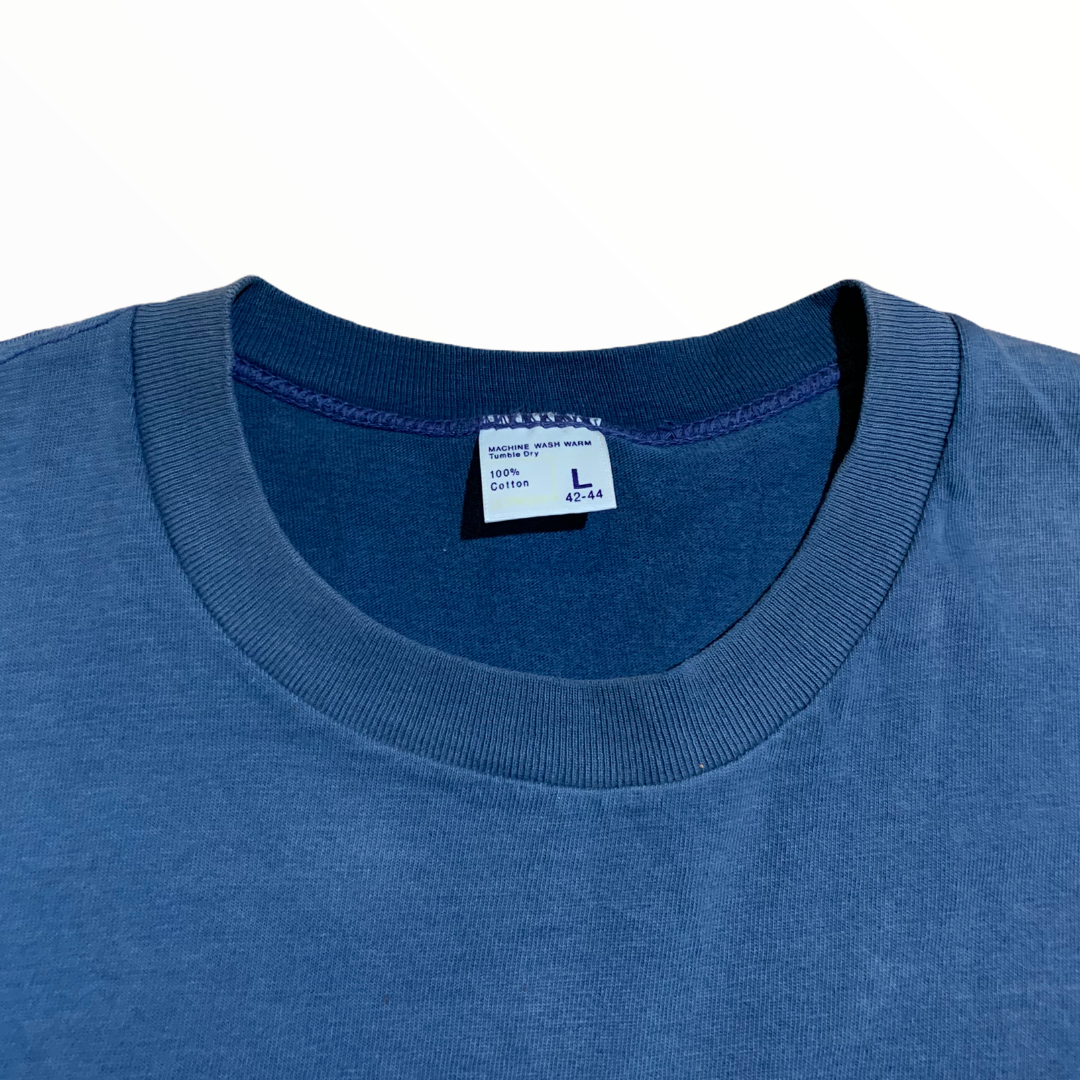 Sun Faded Dyed Navy Pocket T-Shirt Single Stitch - S