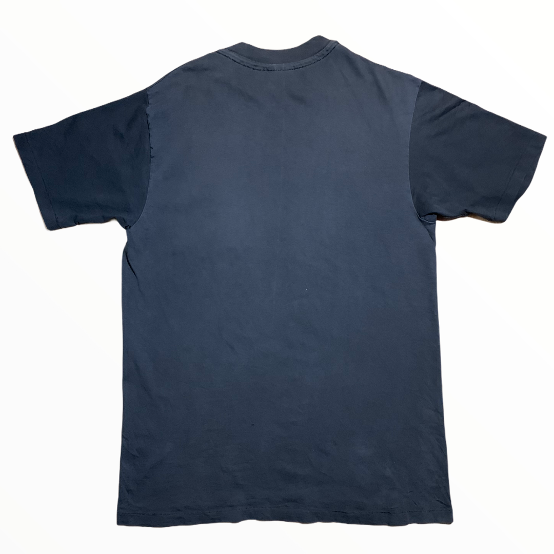 Faded Black Two-Tone Pocket Single Stitch T-Shirt with Arm Slashes - L