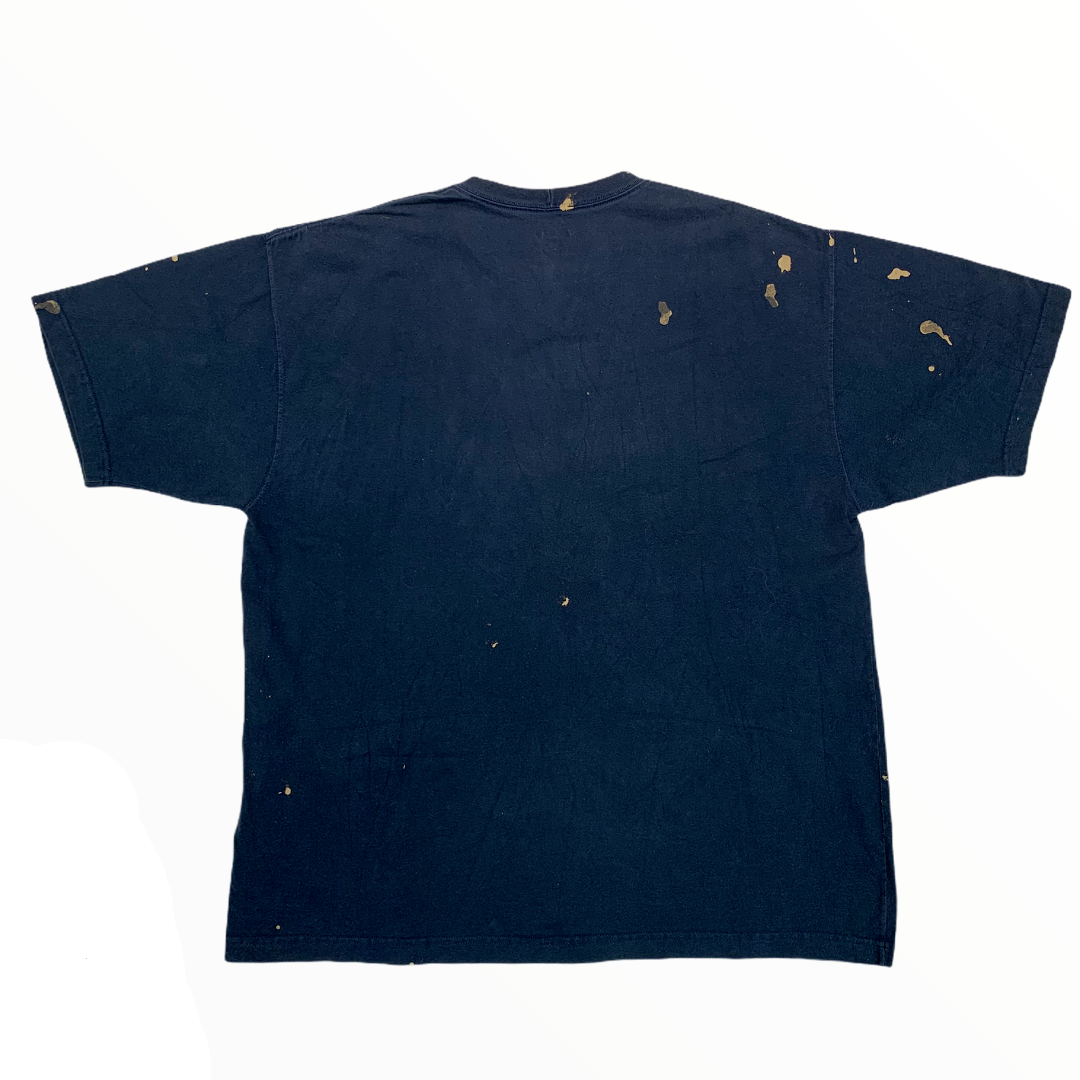 Carhartt Pocket T-Shirt with Copper Brown Paint Distressing - Navy - XL