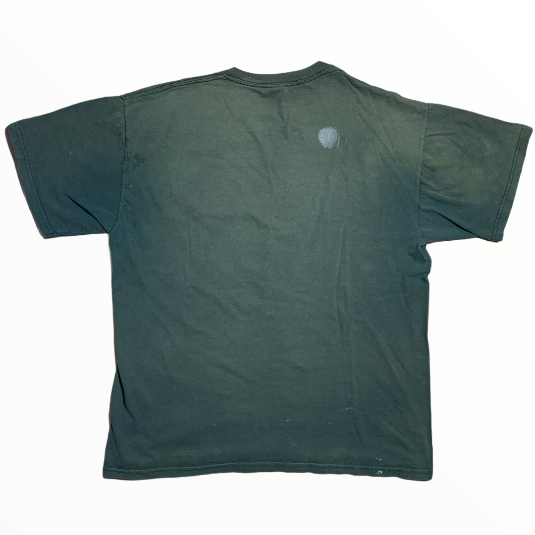 Faded Olive T-Shirt with Paint Distressing - S/M