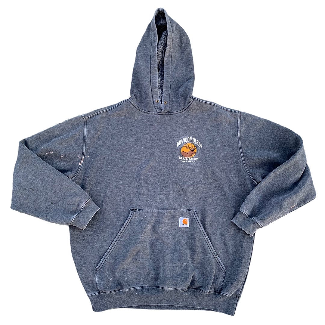 Carhartt Early 90s Taxidermy Hooded Sweatshirt - Heather Blue/Grey - M/L