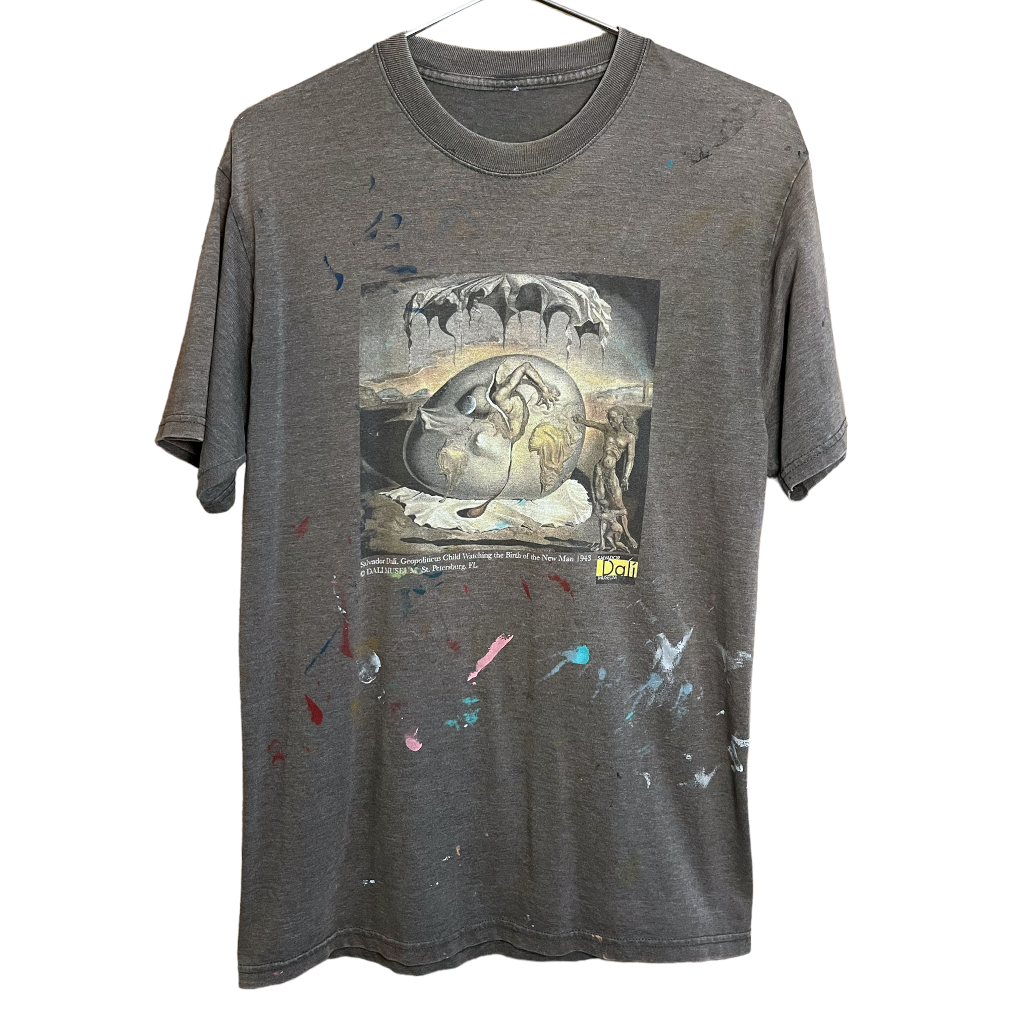 90s Salvador Dali, Faded Painter T-Shirt - Faded Black/Charcoal - M/L