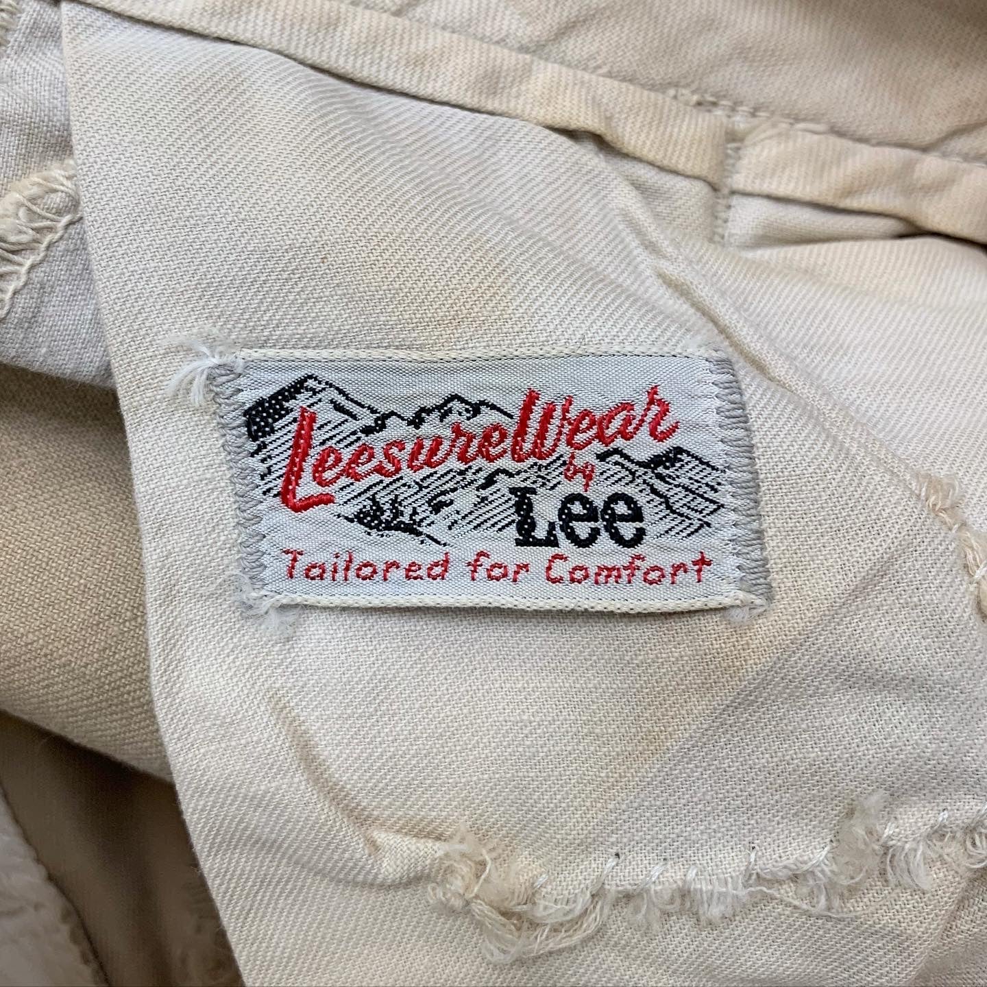 Vintage ‘60s Lee ‘Leesurewear’ Buckle-back Repaired Chinos - Dark Khaki - 28x28