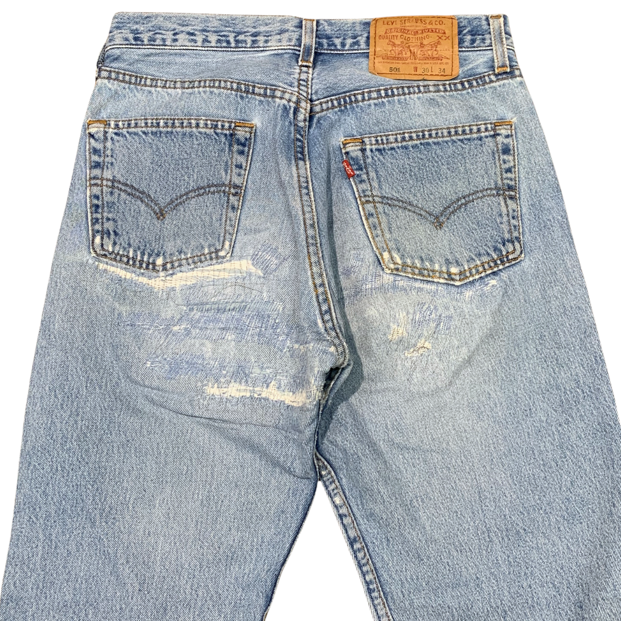 Vintage Levi's 501 Jeans with Intense Repairs - Light Wash - 30x34