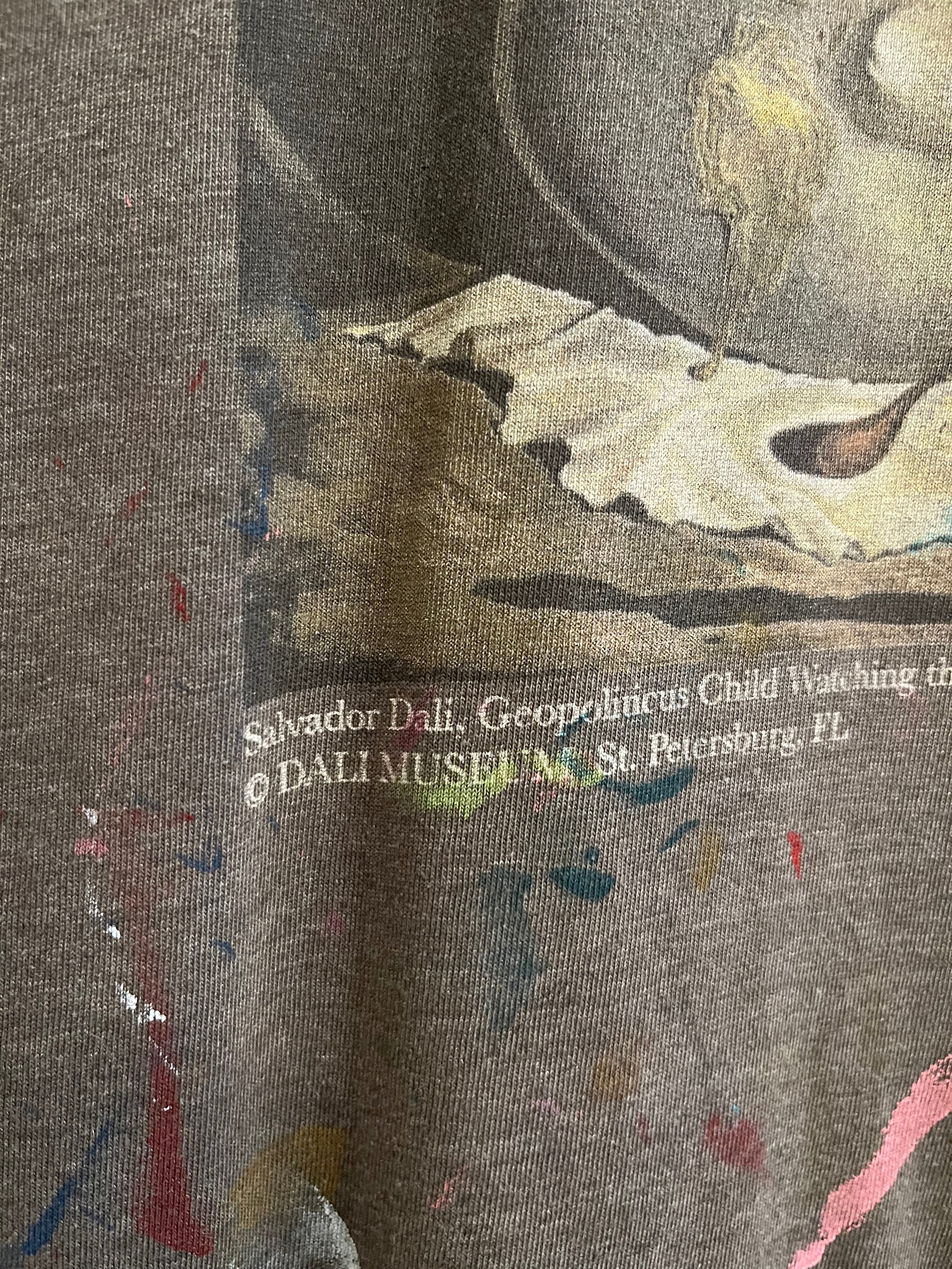 90s Salvador Dali, Faded Painter T-Shirt - Faded Black/Charcoal - M/L