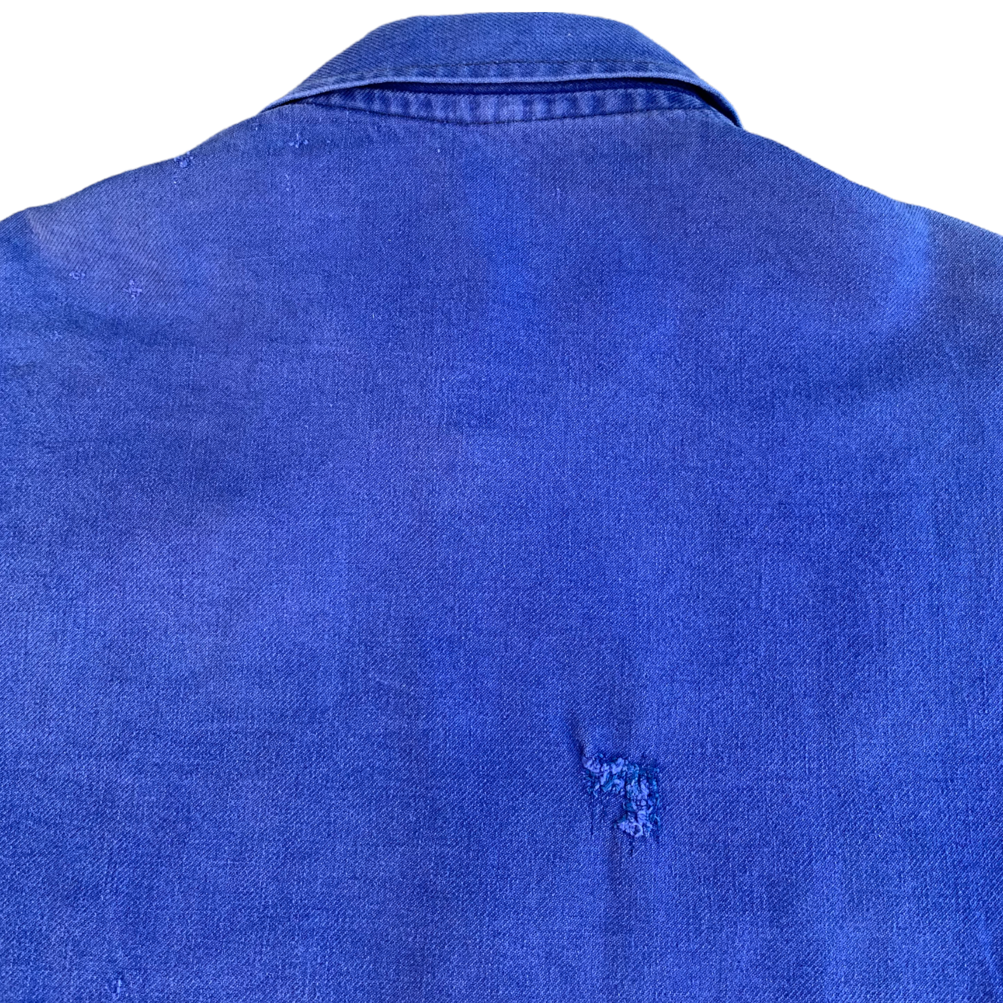 1950s Bleu De Travail French Chore Jacket with Shoddy Indigo Repairs - Indigo Blue - M