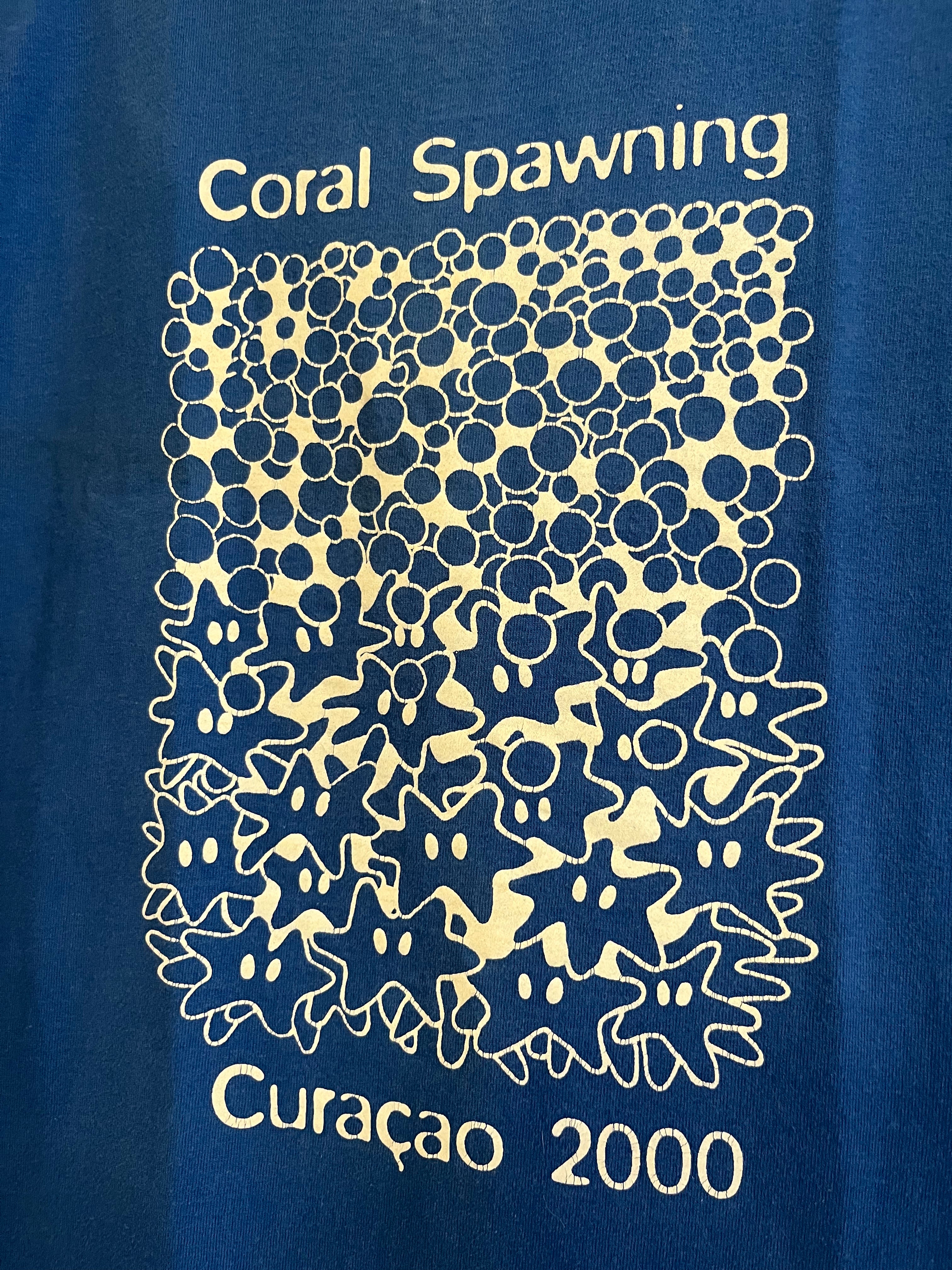 2000 Coral Spawning Curaçao Vintage T-Shirt - Blue - M