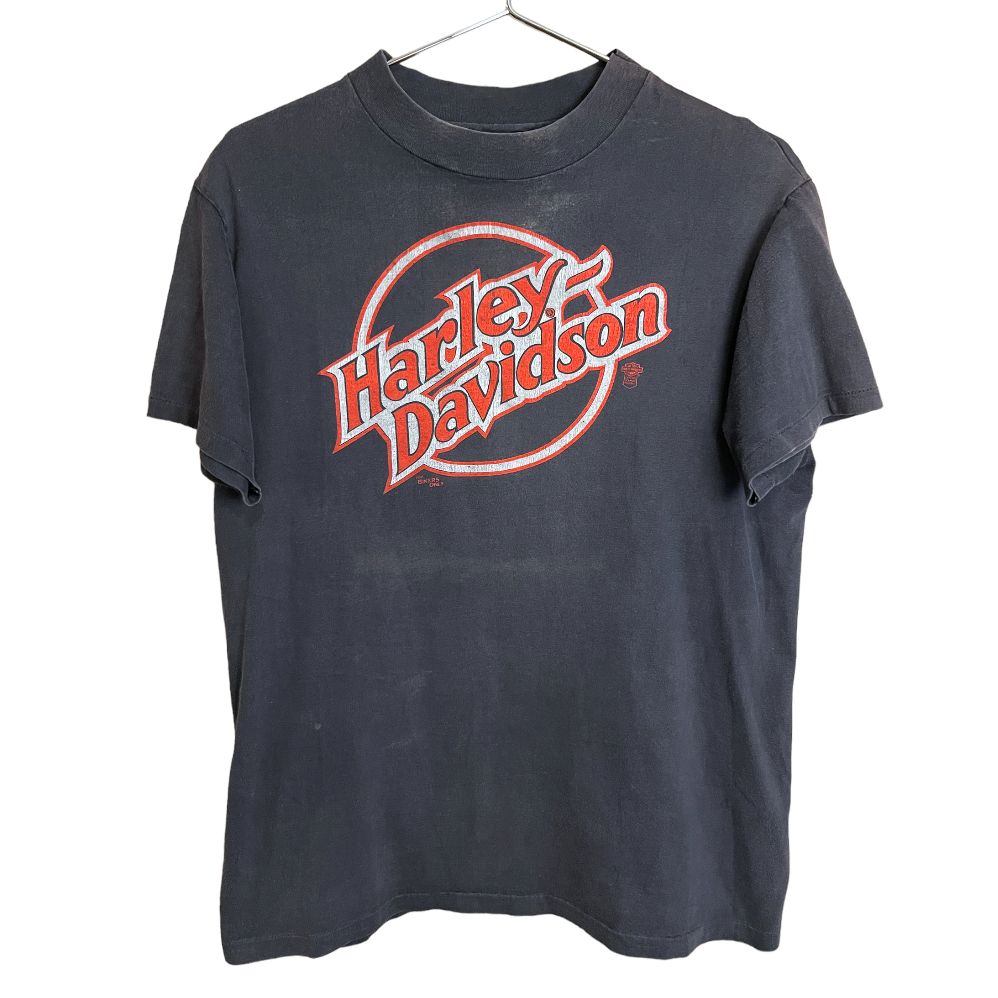 80s Harley-Davidson Mock Neck For Bikers Only T-Shirt - Faded Black - M