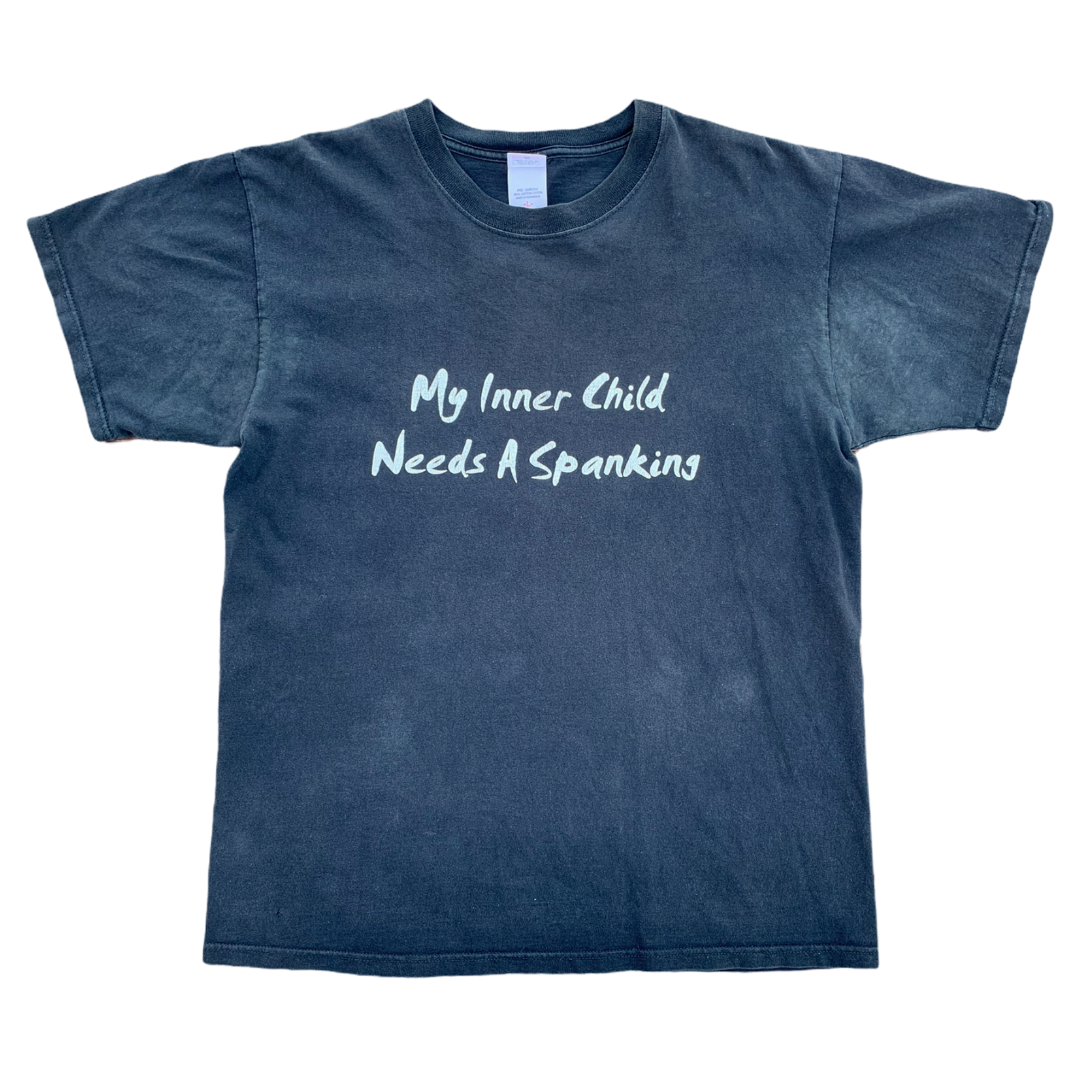 My Inner Child Needs A Spanking Me T-Shirt - Faded Black - ML