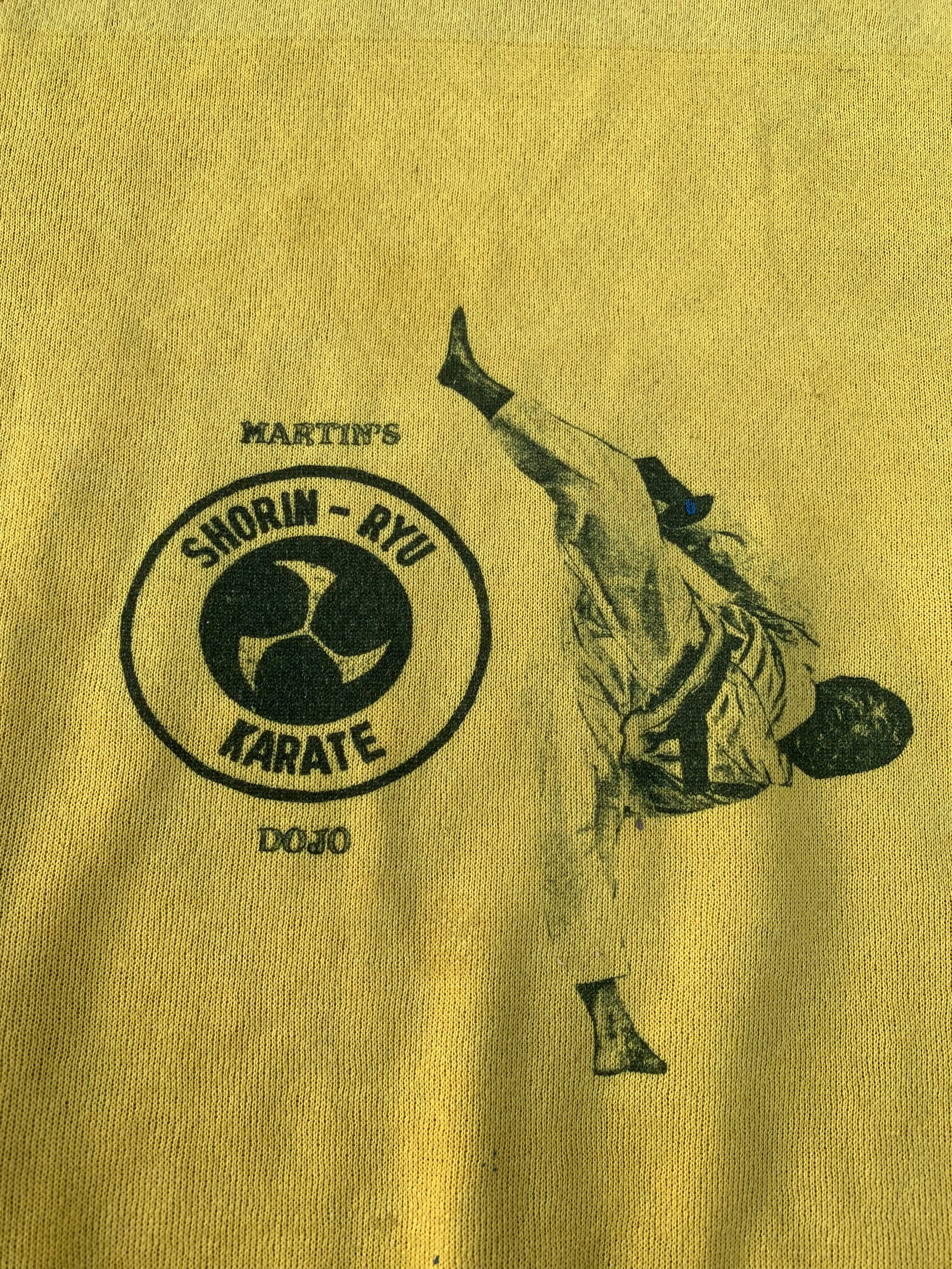 1970s Karate Dojo Raglan Crewneck - Faded Yellow - M
