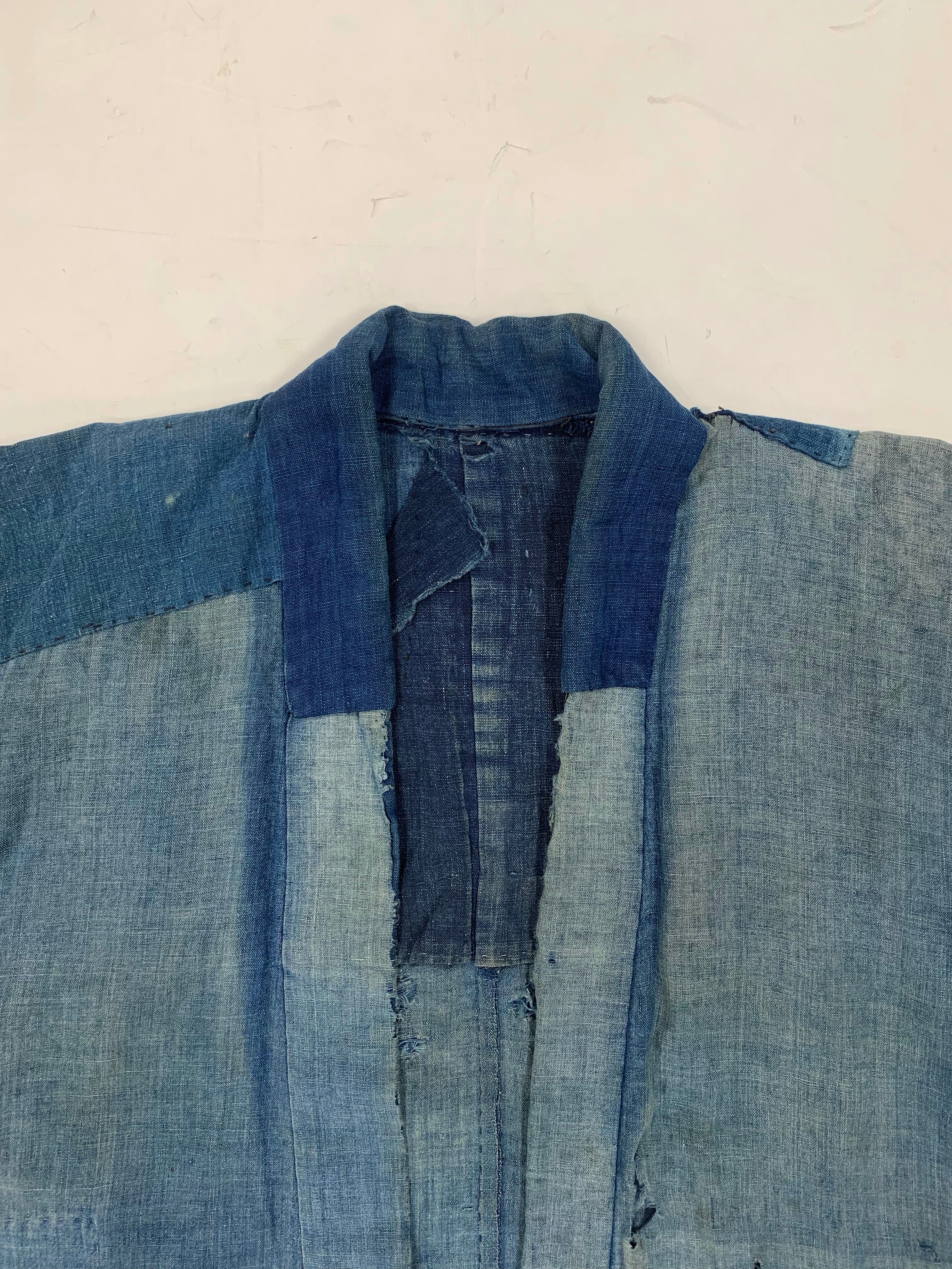 19th/Early20th Century Japanese Boro Noragi Kimono - Shades of Indigo - S/M