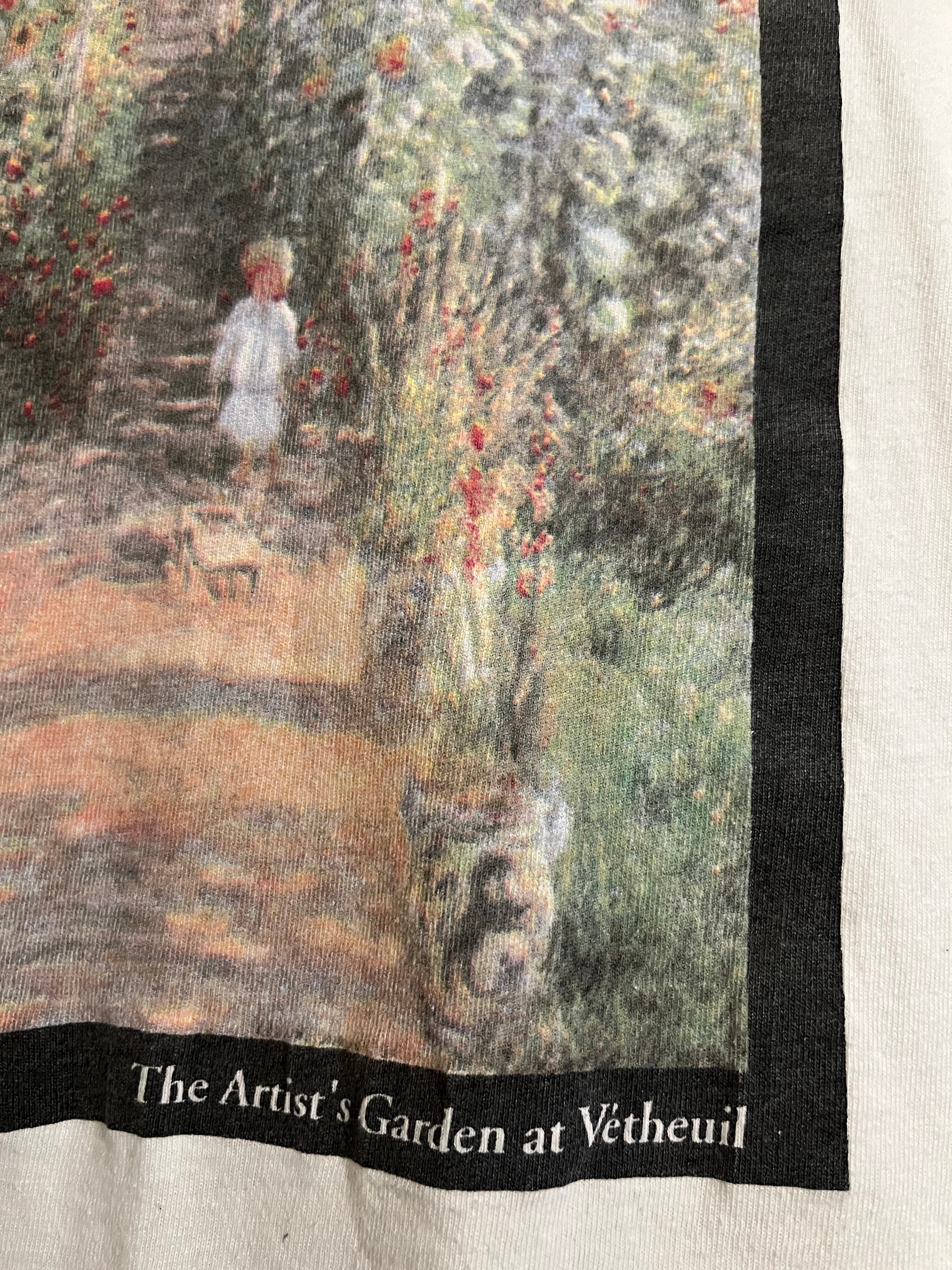 Late 90s Claude Monet, ‘Artist’s Garden..’ T-Shirt - White - M