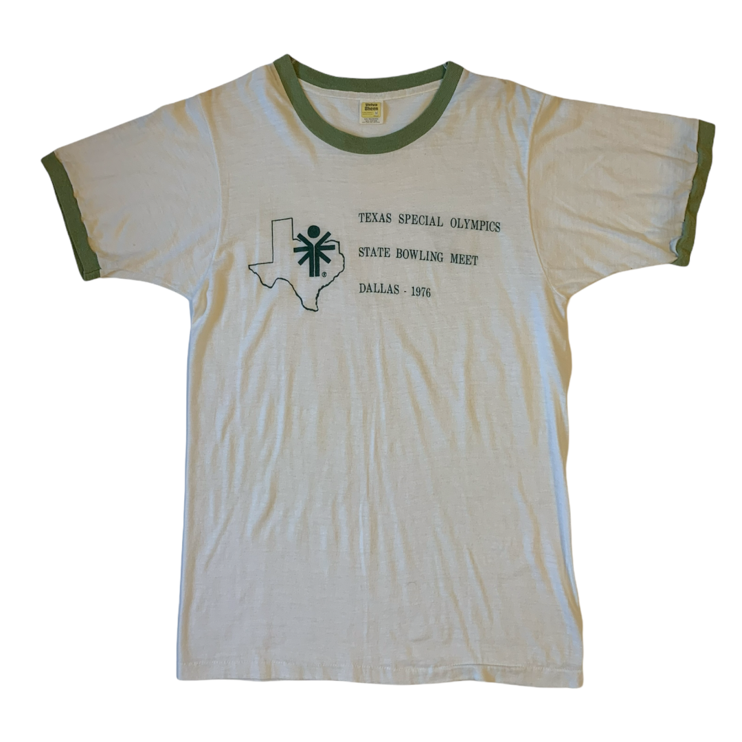 1976 Special Olympics Bowling Ringer - Cream/Olive - XS/S/M