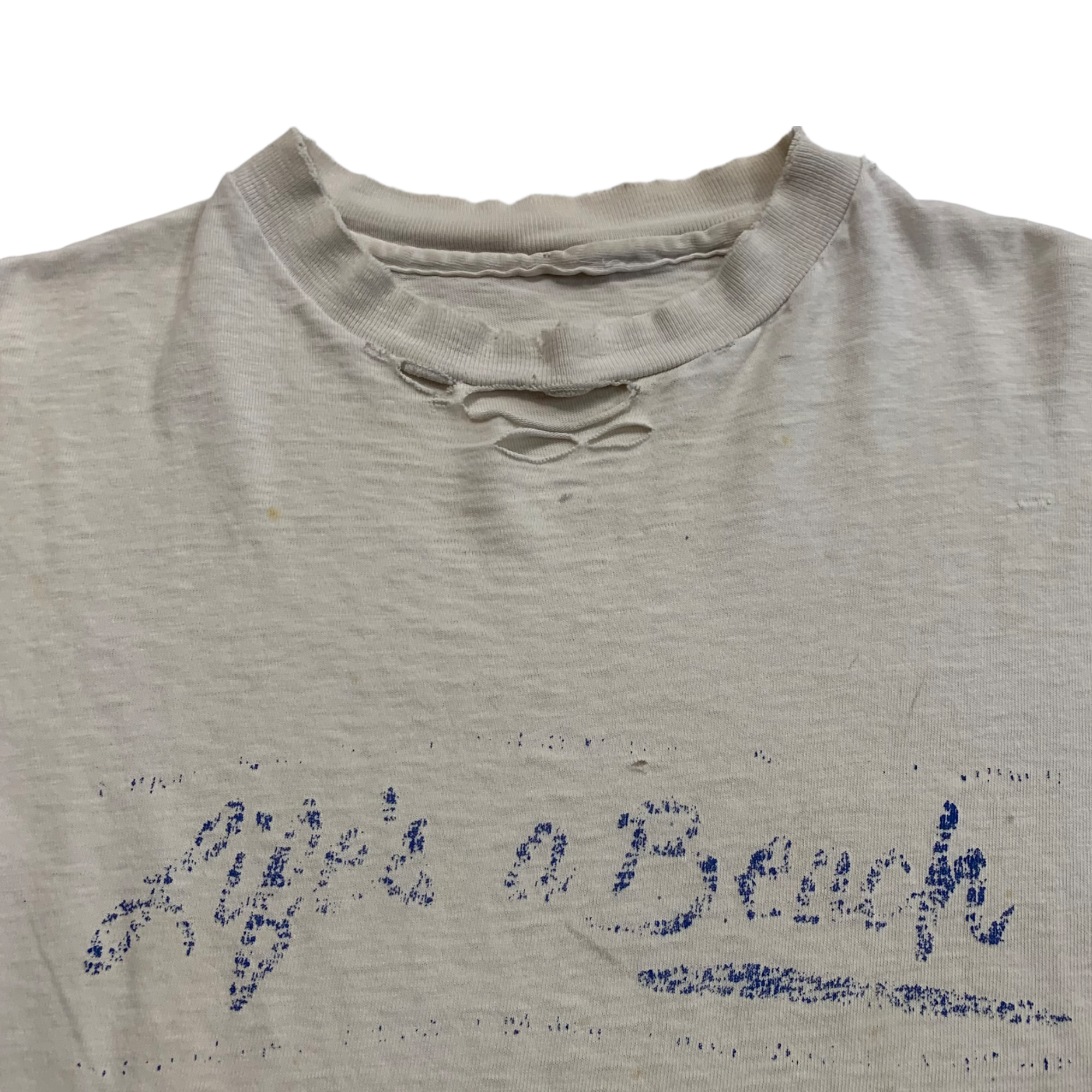 80s Life’s a Beach Thrashed T-Shirt - Cream/Aged White - S