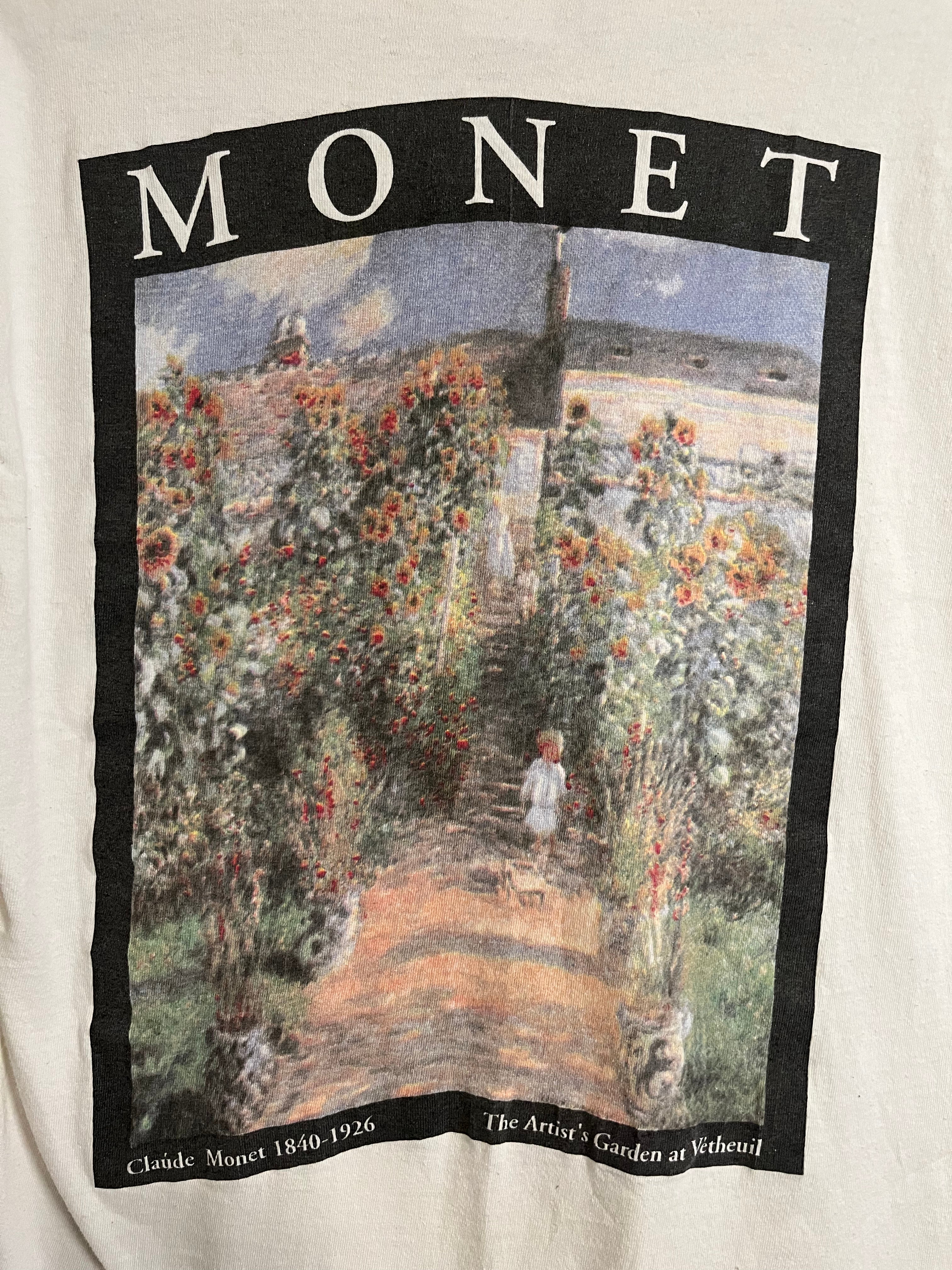 Late 90s Claude Monet, ‘Artist’s Garden..’ T-Shirt - White - M