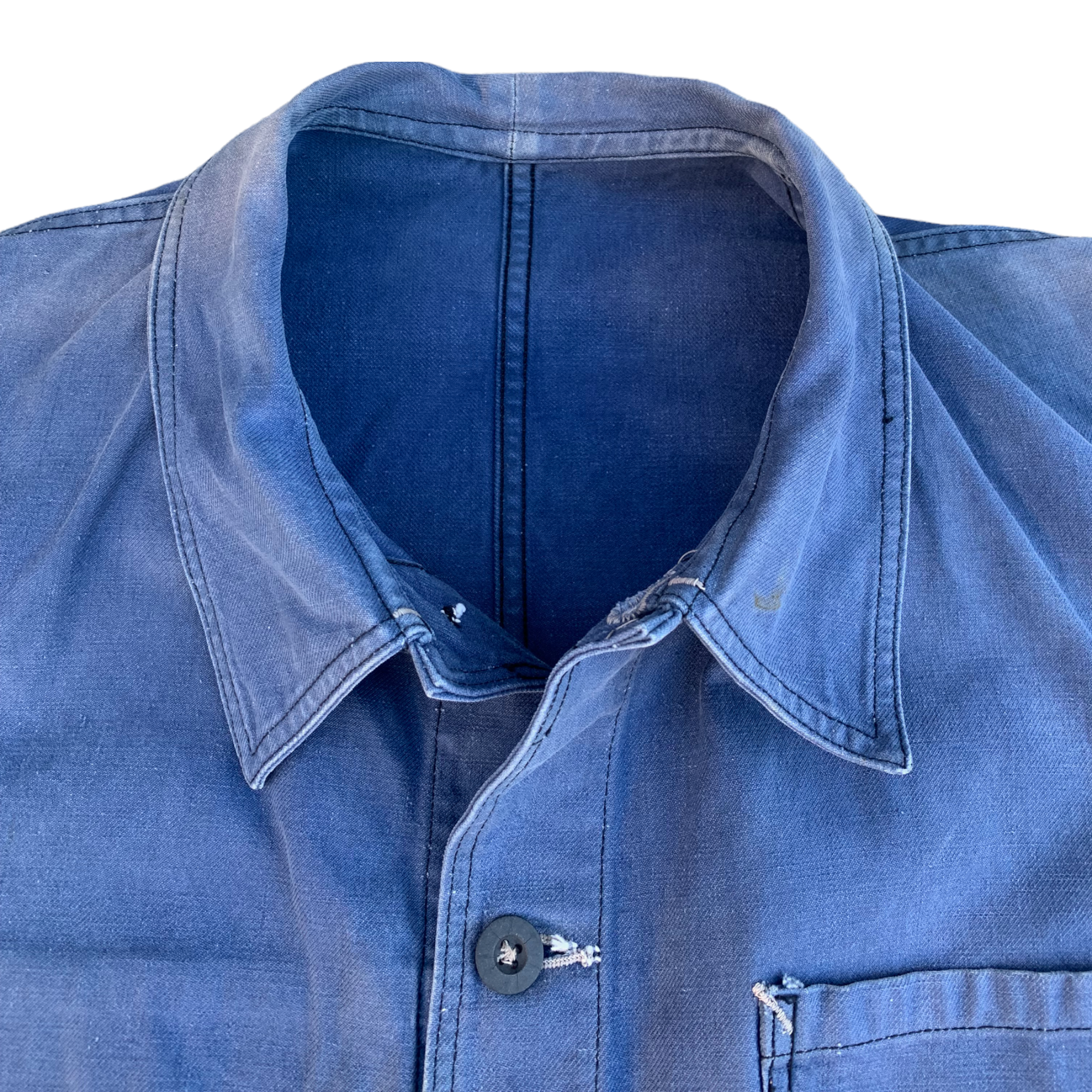 1960s Bleu De Travail French Chore Painter’s Jacket - Faded Blue - L/XL