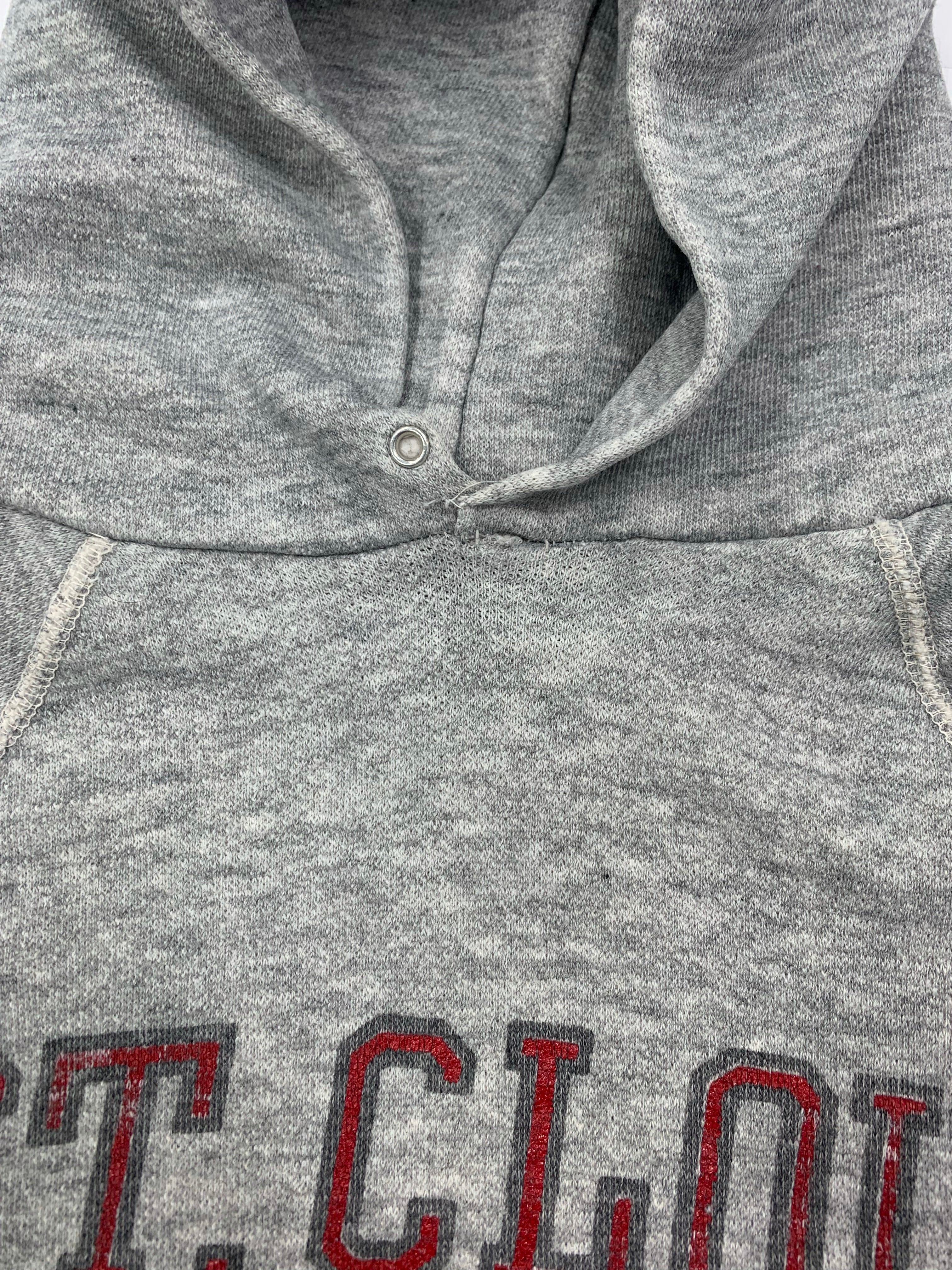1980s St. Cloud State Collegiate Raglan Cut Sweatshirt - Heather Grey/Red - S/M
