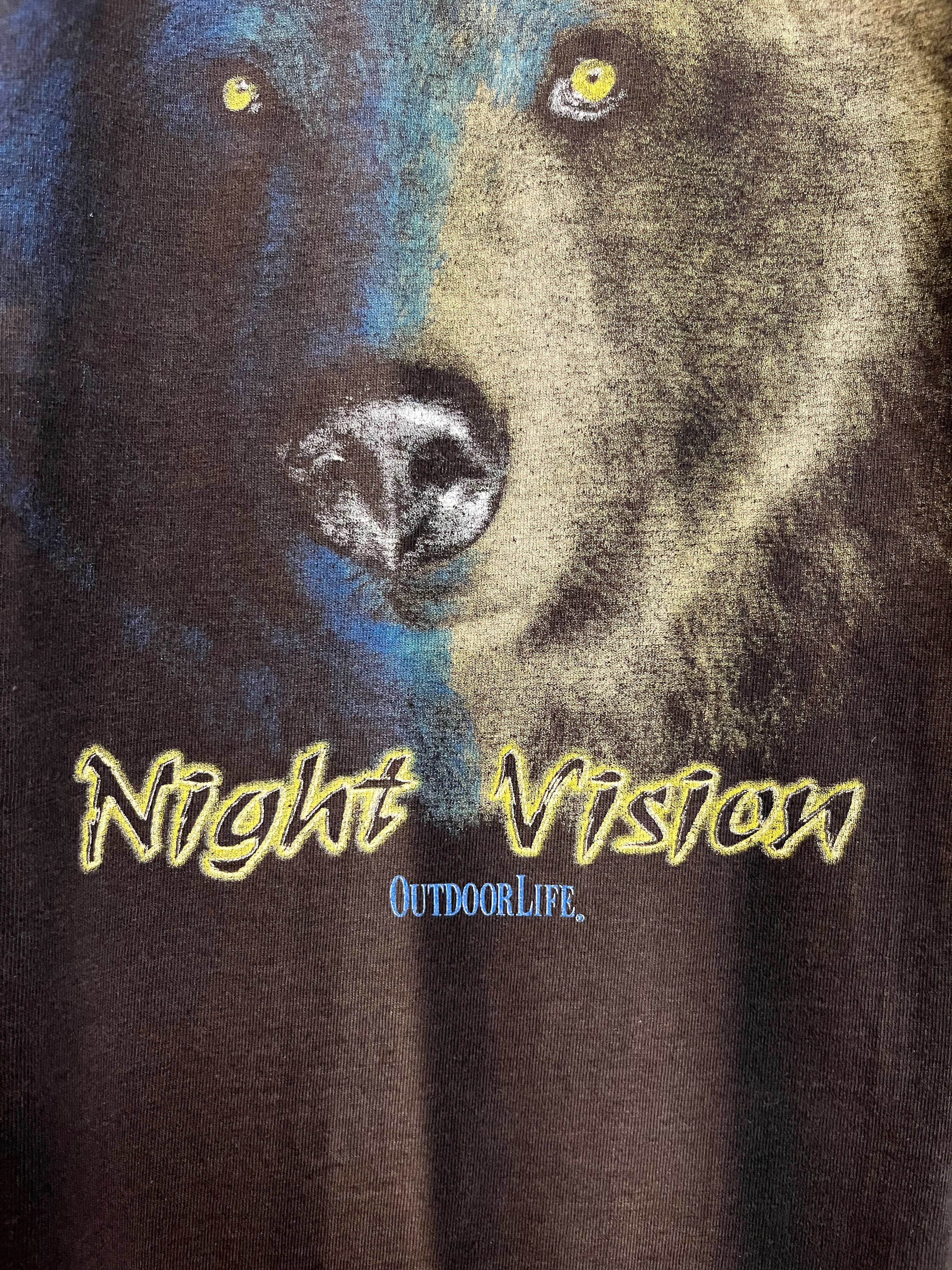 Outdoor Life ‘Night Vision’ Sun Bleached Vintage T-Shirt - Faded Black - XL