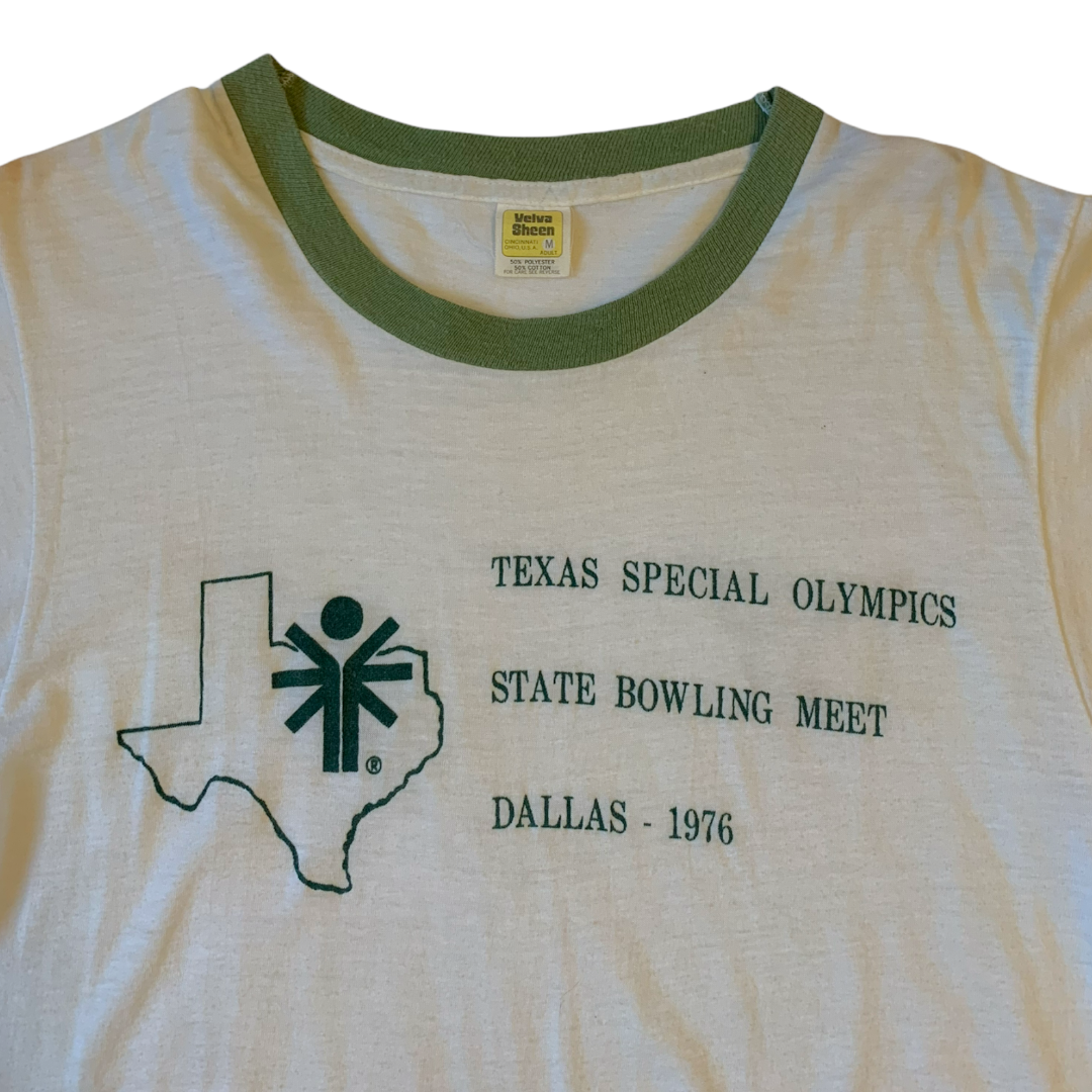 1976 Special Olympics Bowling Ringer - Cream/Olive - XS/S/M